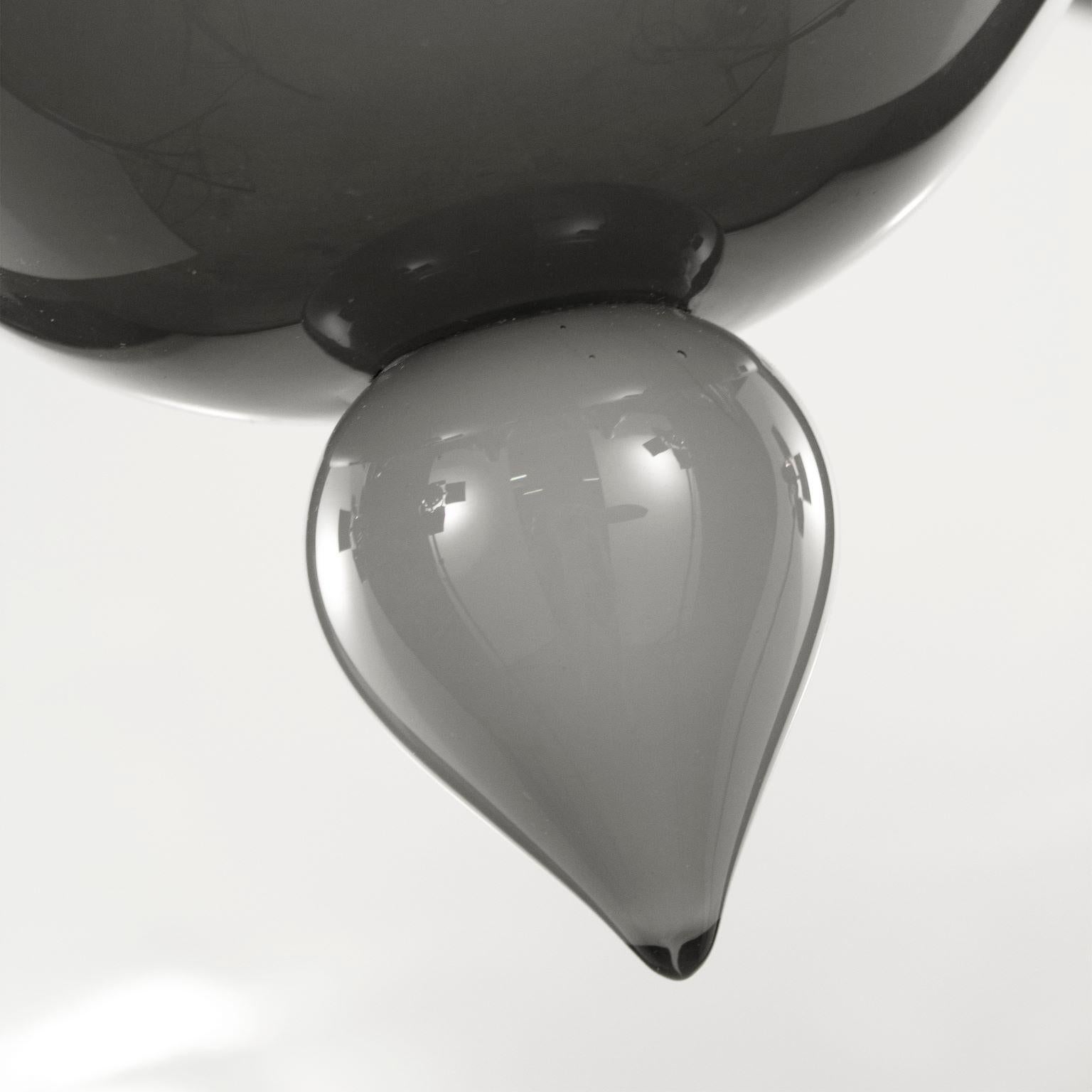 Verre brun Lustre contemporain, 6 bras en verre de Murano encastré gris clair par Multiforme en vente