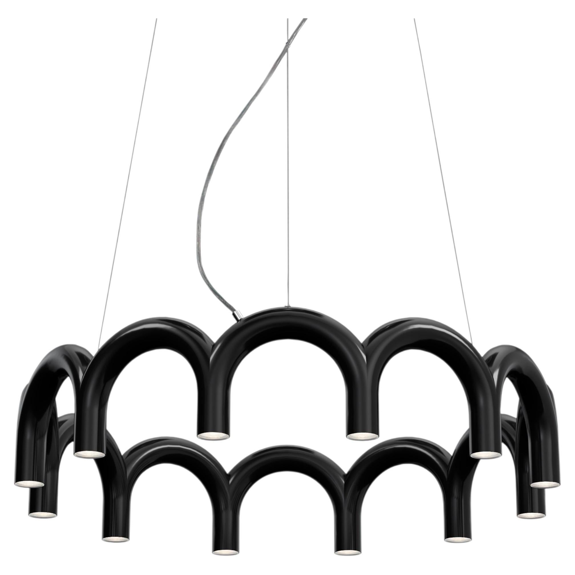 Contemporary Chandelier 'Arch Circle 98' by Oblure, Black For Sale