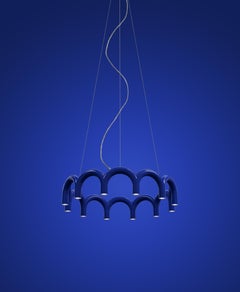 Contemporary Chandelier 'Arch Circle 98' by Oblure, Blue