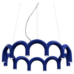 Contemporary Chandelier 'Arch Circle 98' by Oblure, Blue