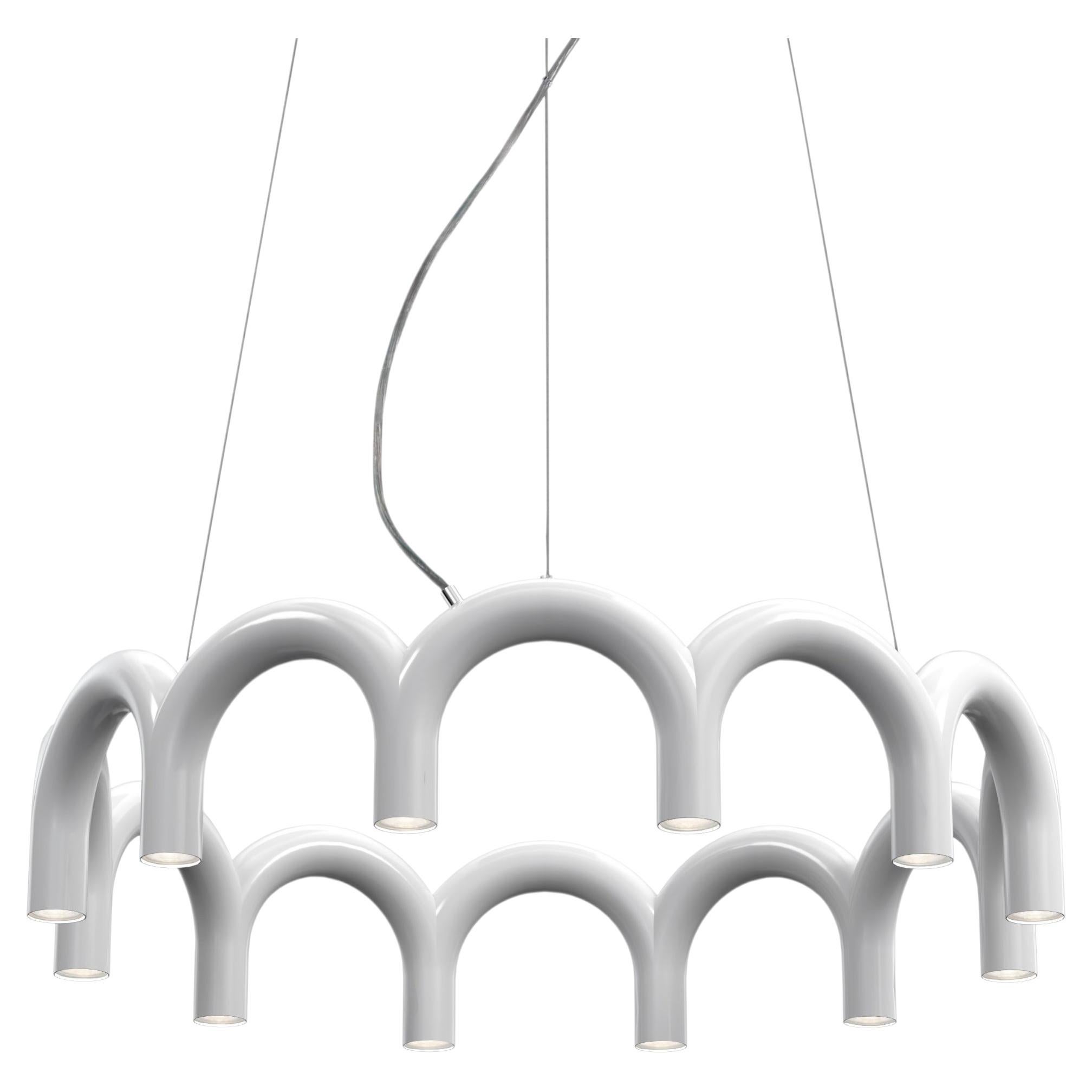Contemporary Chandelier 'Arch Circle 98' by Oblure, White