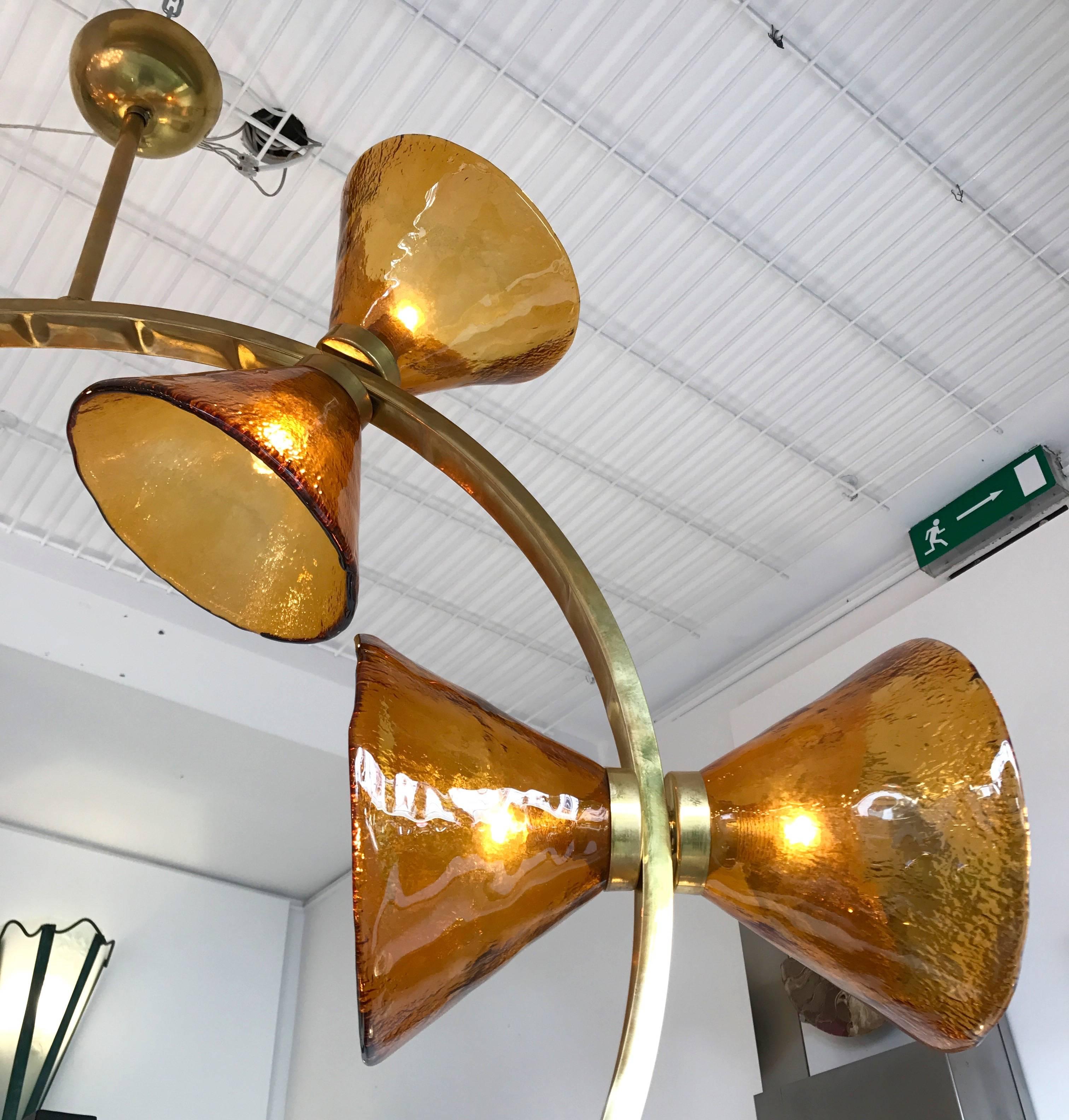 Laiton Lustre contemporain Circle Brass Diabolo Murano Glass:: Italie