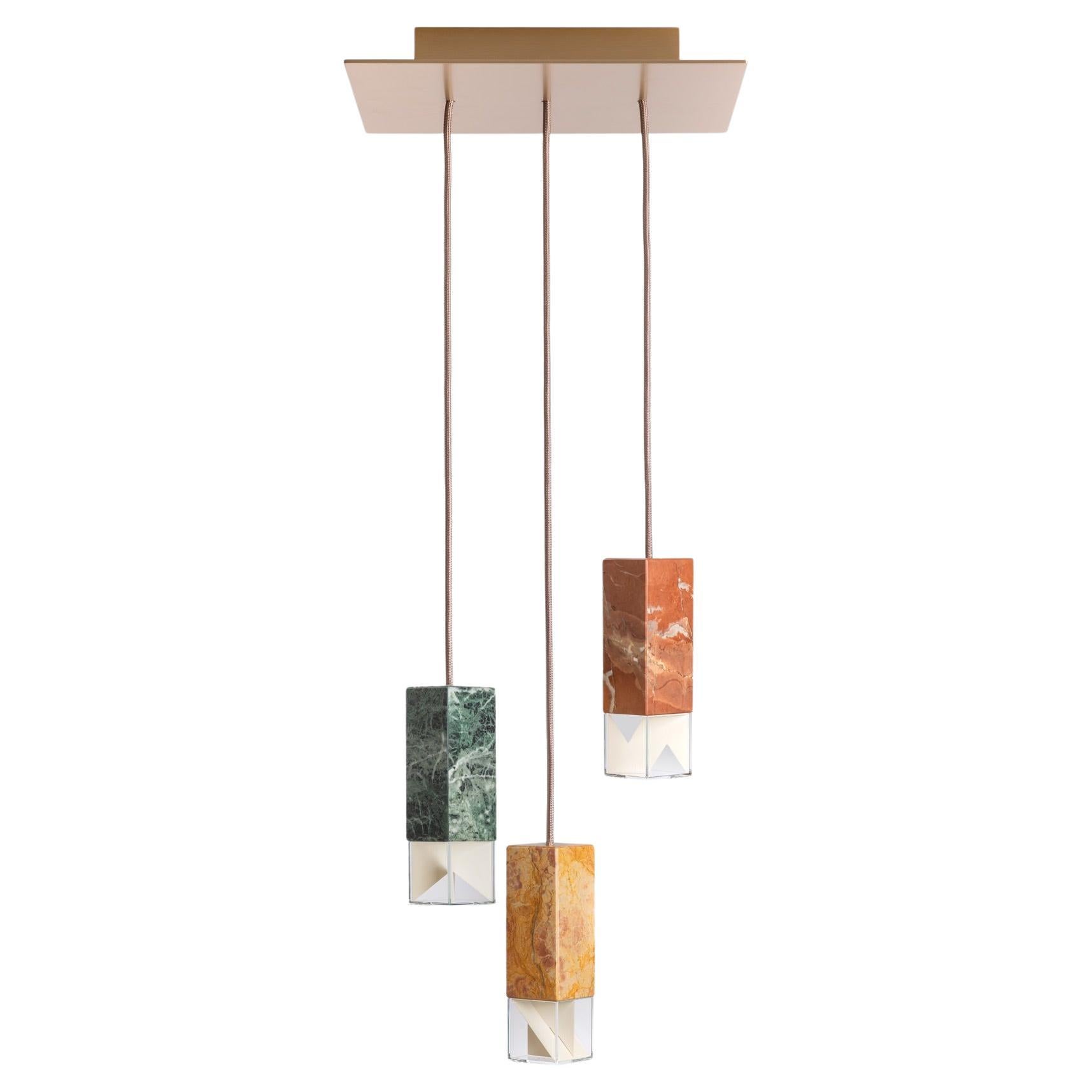Contemporary Marble Trio Chandelier Handcrafted in Italy by Formaminima For Sale