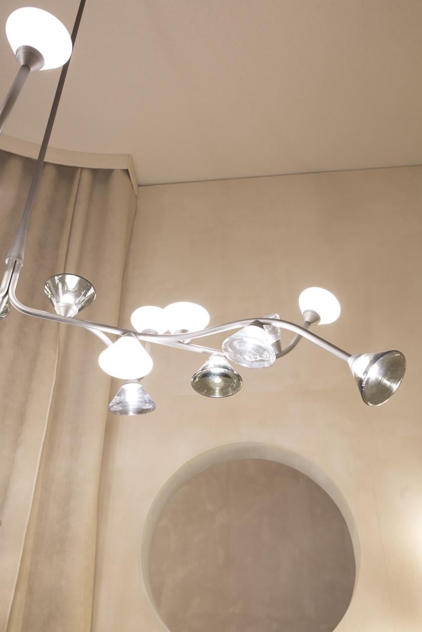 Lampadario contemporaneo 'Linfa' 565.12 di Federico Peri x TOOY, nichel in vendita 1
