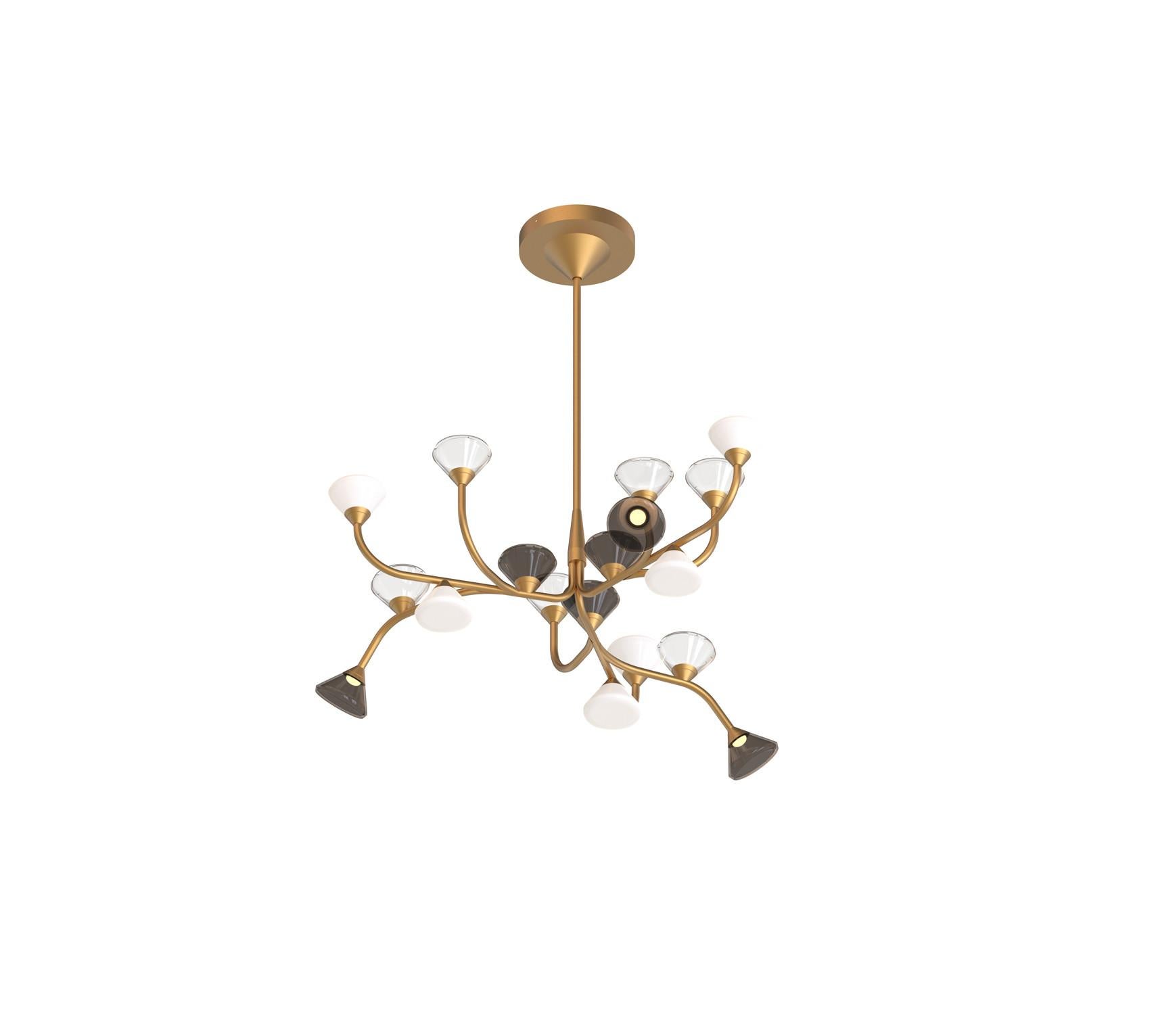 Organico moderno Lampadario contemporaneo 'Linfa' 565.18 di Federico Peri x TOOY, oro in vendita