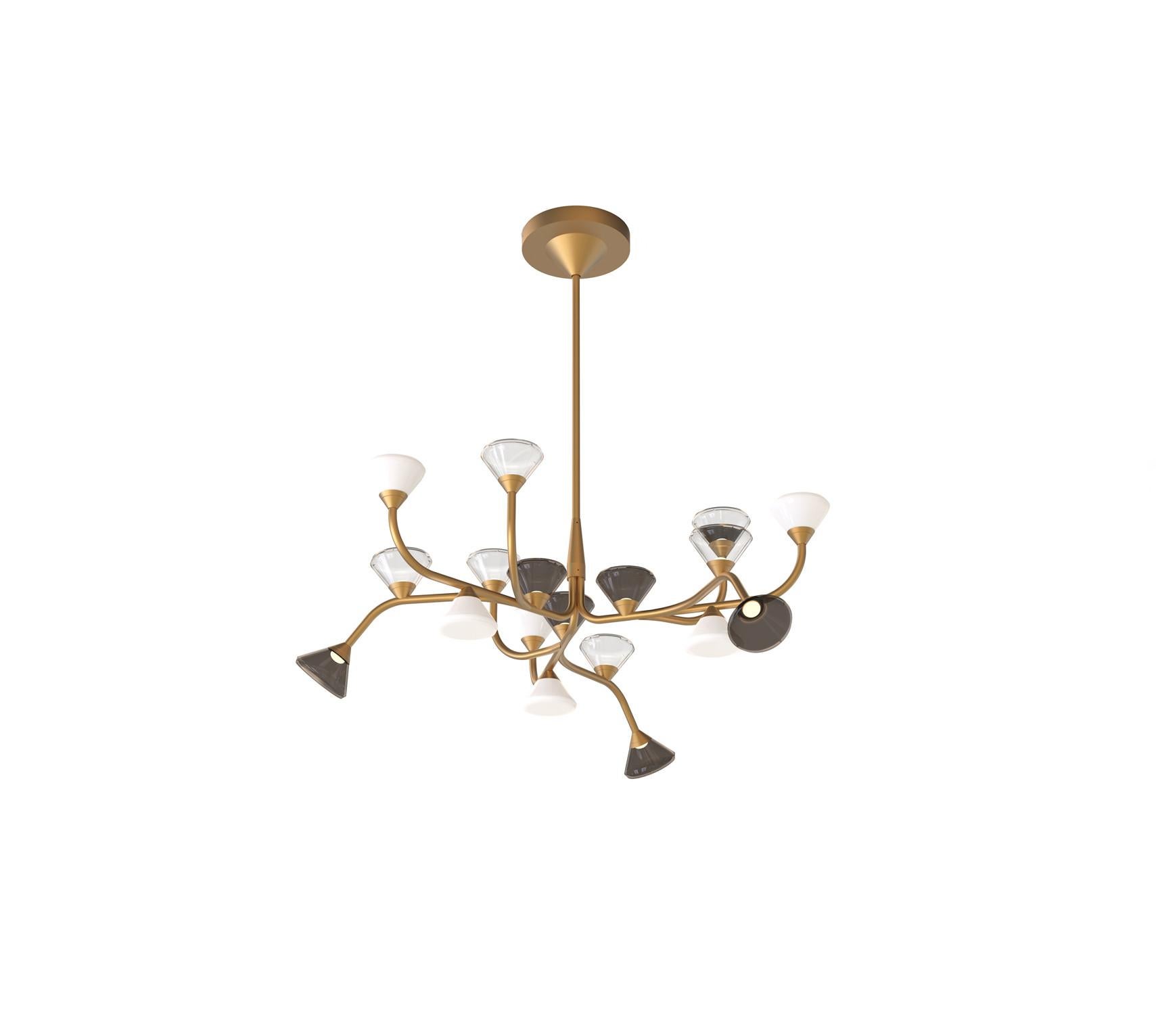 Italiano Lampadario contemporaneo 'Linfa' 565.18 di Federico Peri x TOOY, oro in vendita