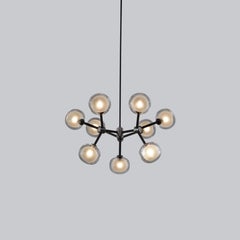 Contemporary Chandelier 'Nabila 552.19' by Tooy, Black Chrome, Smoked Glass