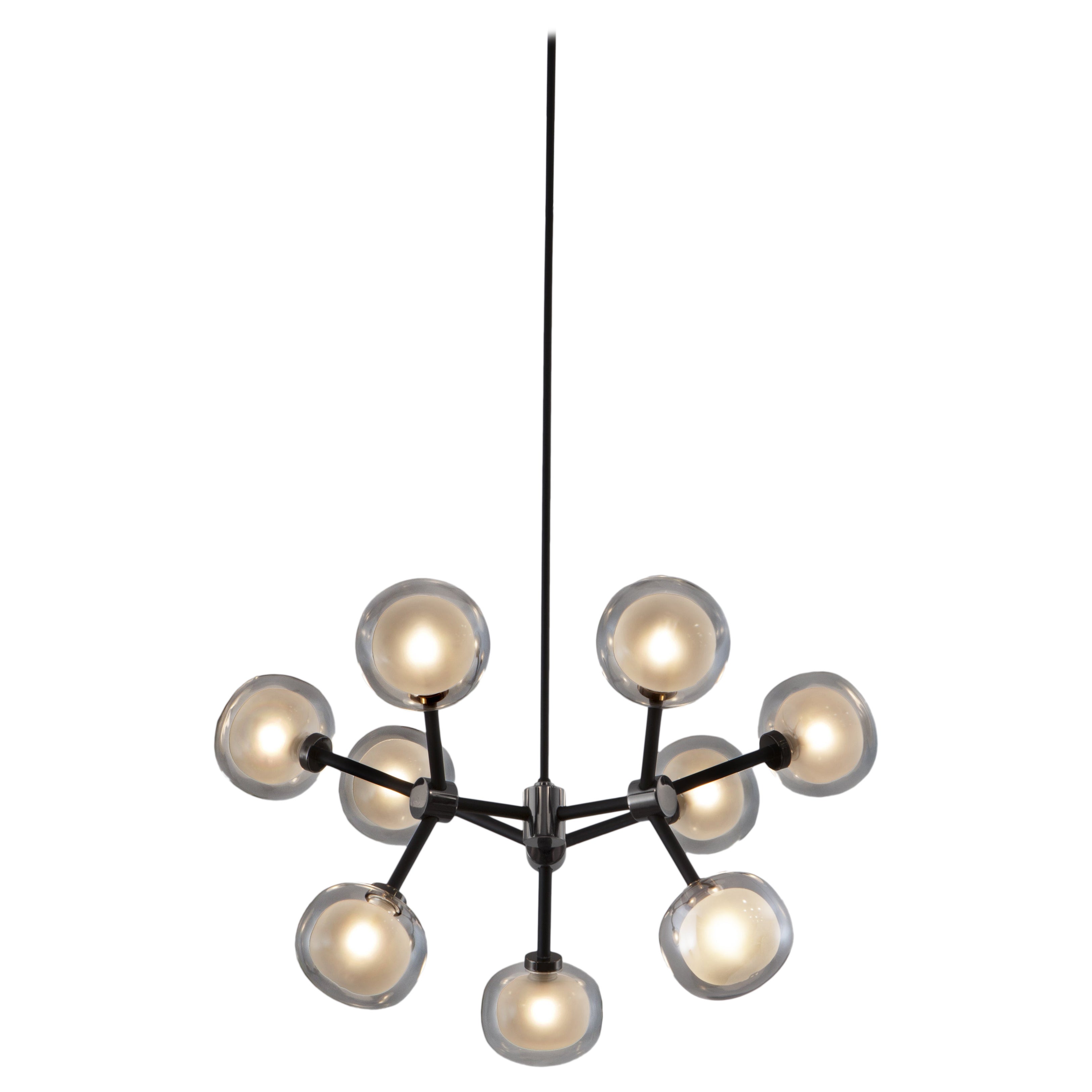 Lampadario contemporaneo 'Nabila 552.19' di Tooy, cromo nero, vetro fumé