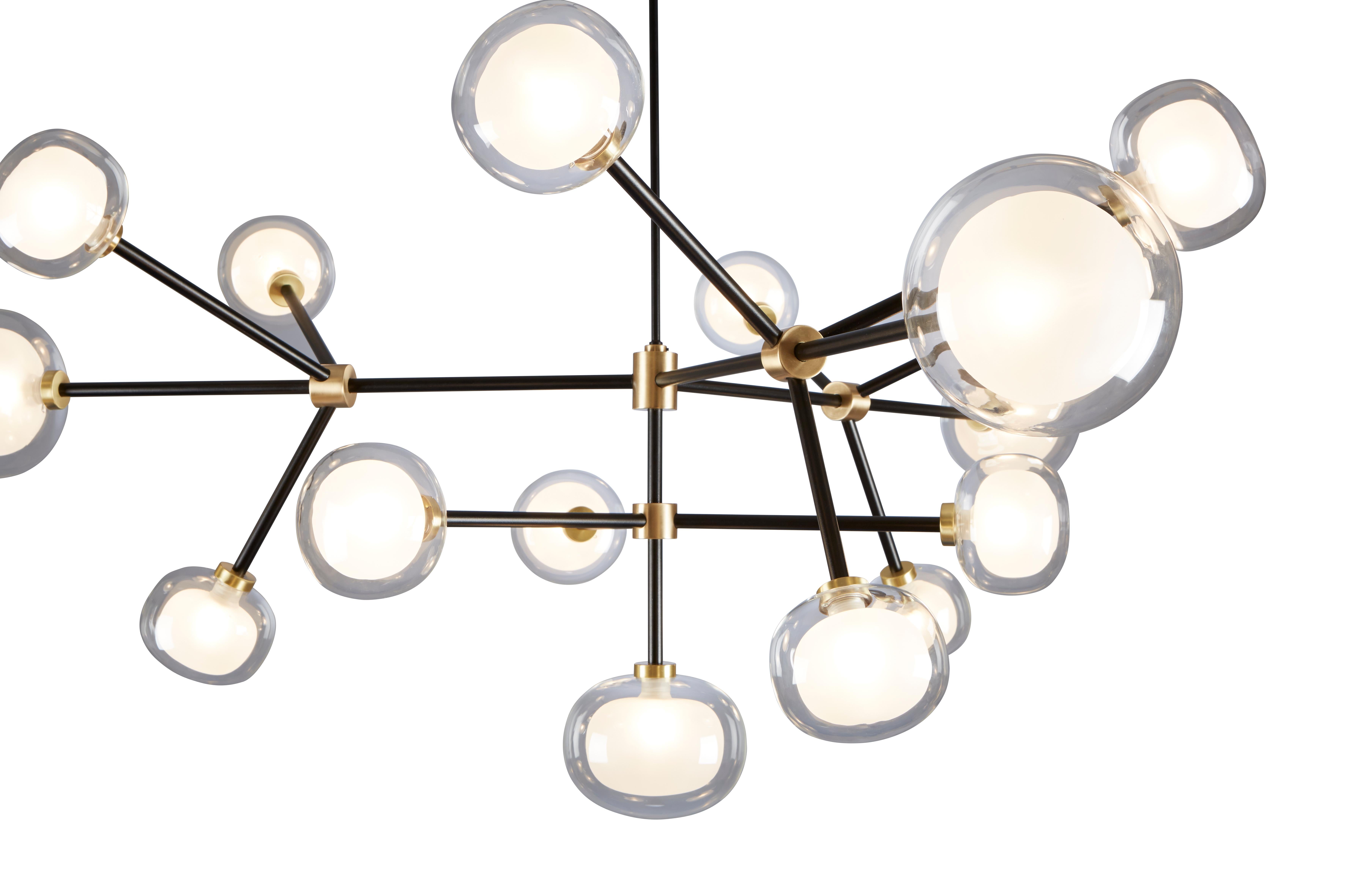 Organic Modern Contemporary Chandelier 'Nabila 552.19' by Tooy, Brass, Clear Glass For Sale