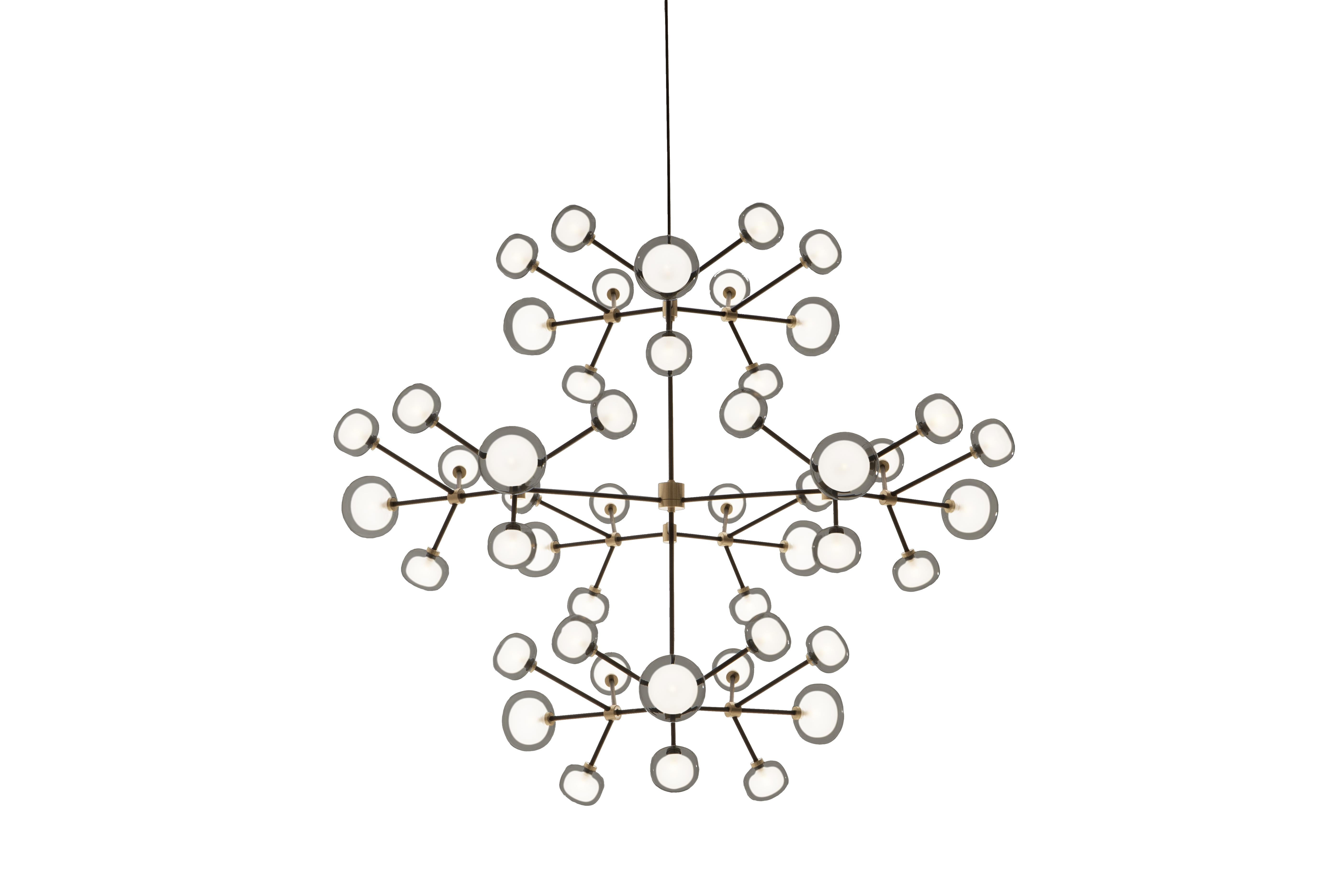 Brushed Contemporary Chandelier 'Nabila 552.48' by Tooy, Brass, Clear Glass For Sale