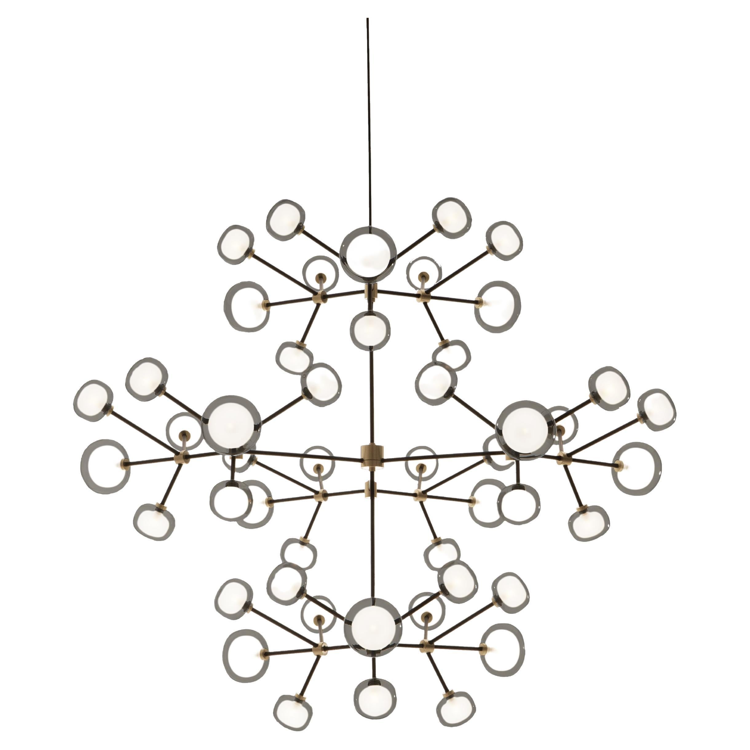 Contemporary Chandelier 'Nabila 552.48' by Tooy, Brass, Clear Glass For Sale