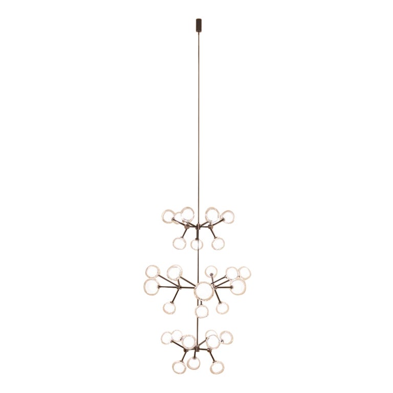 Lampadario contemporaneo 'Nabila' di Tooy, ottone, vetro trasparente, 30 luci