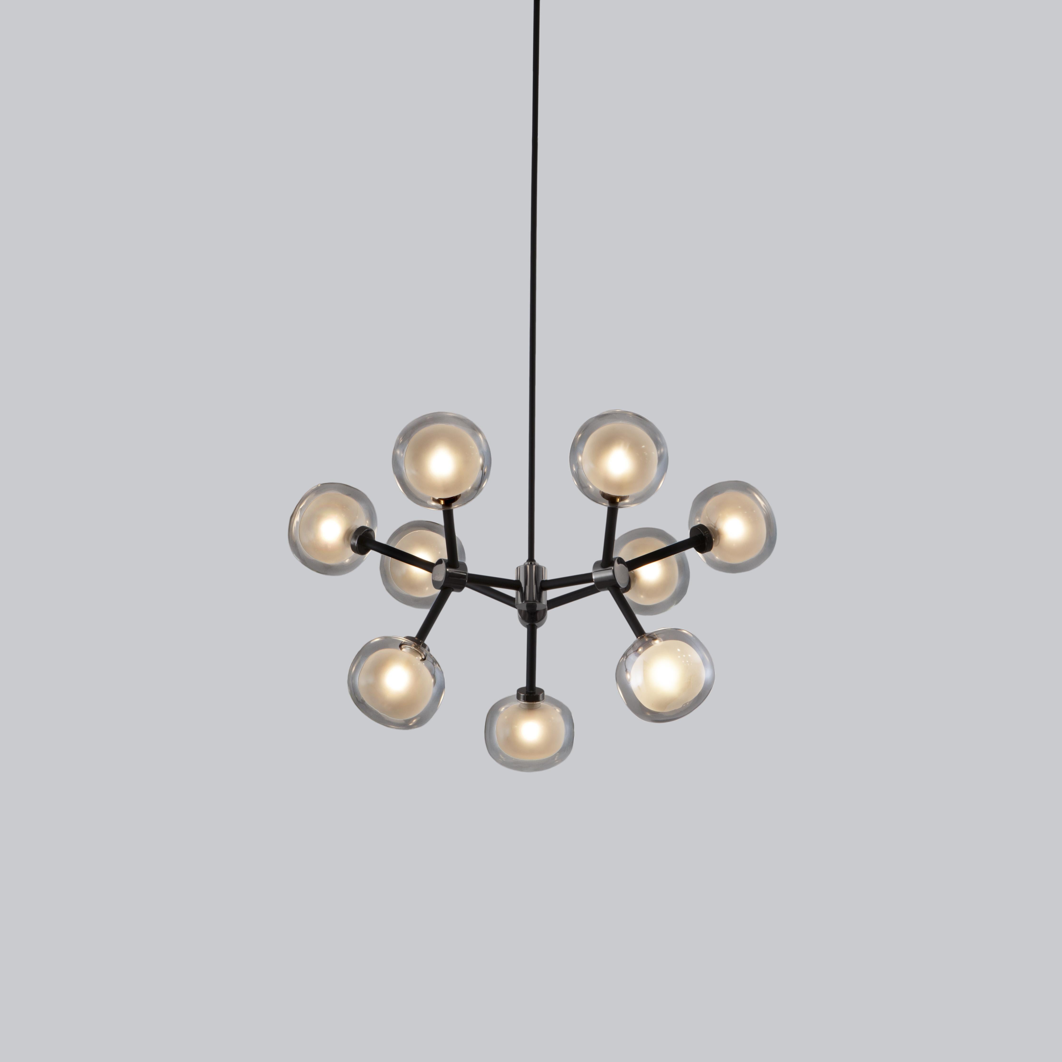 Organic Modern Contemporary Chandelier 'Nabila' by Tooy, Brass, Clear Glass, 30 Lights For Sale