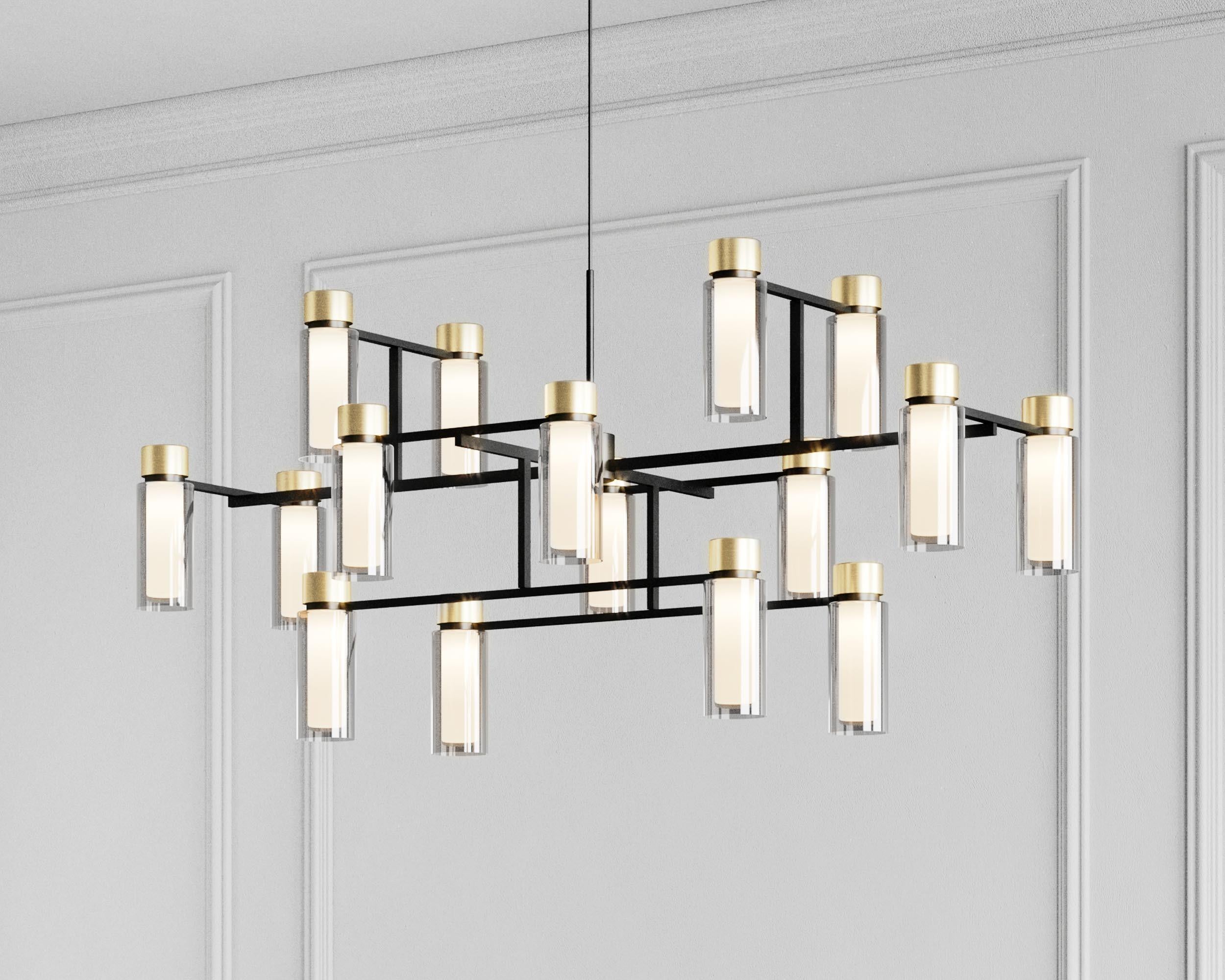 Chandelier Osman 560.12 by Corrado Dotti x TOOY
12 Lights

Model shown:
Finish: Brushed brass
Color: Clear glass

Lighting source : 12 x E14 220/240V compliant with US electric system

Pendant: Cable length 60 / 90 cm. 

50s Inspired collection of