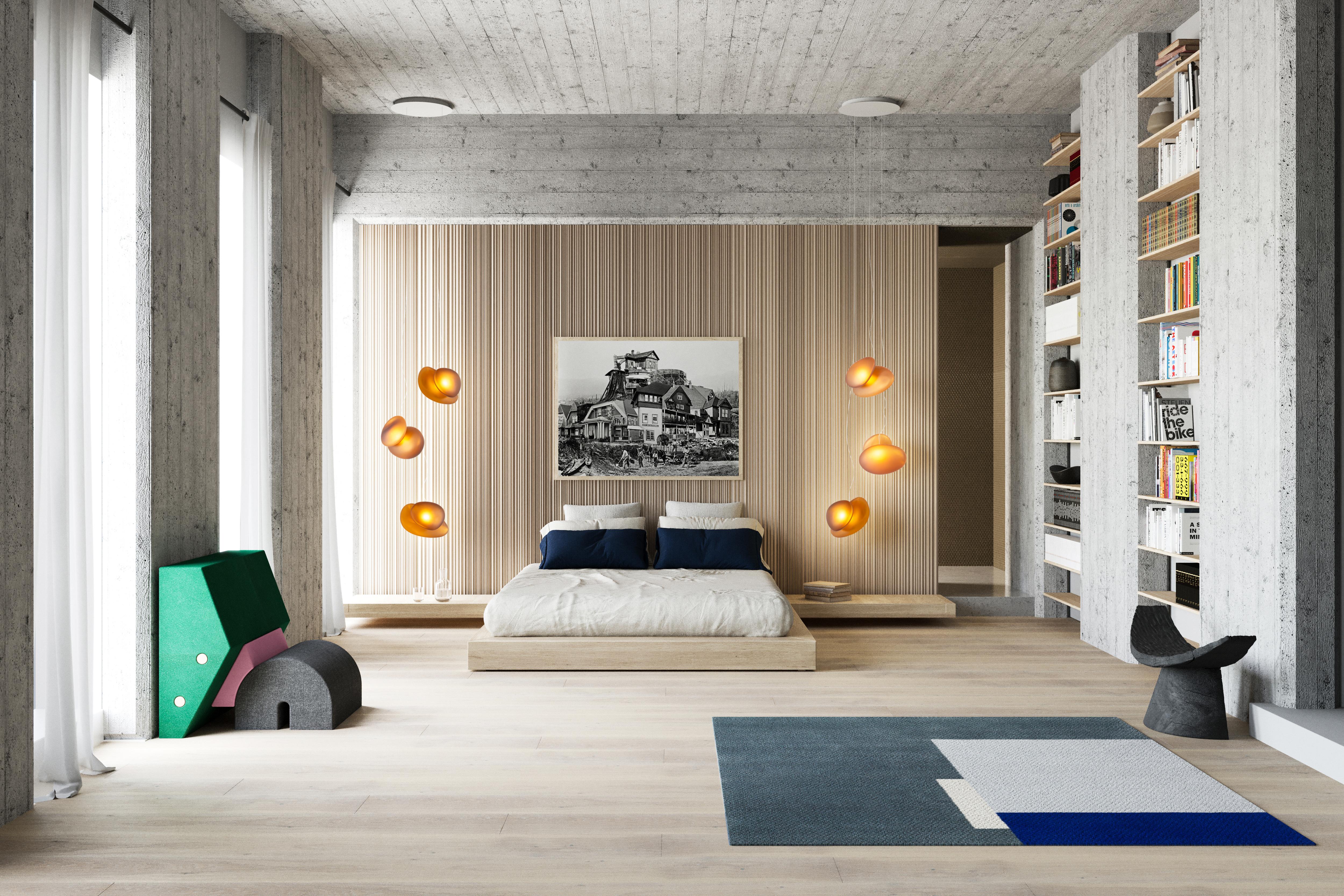 Vetro Lampadario contemporaneo 'Pebble', 5 pendenti, Grigio, Cluster in vendita
