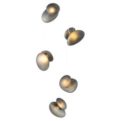 Contemporary Chandelier 'Pebble', 5 pendants, Gray, Cluster