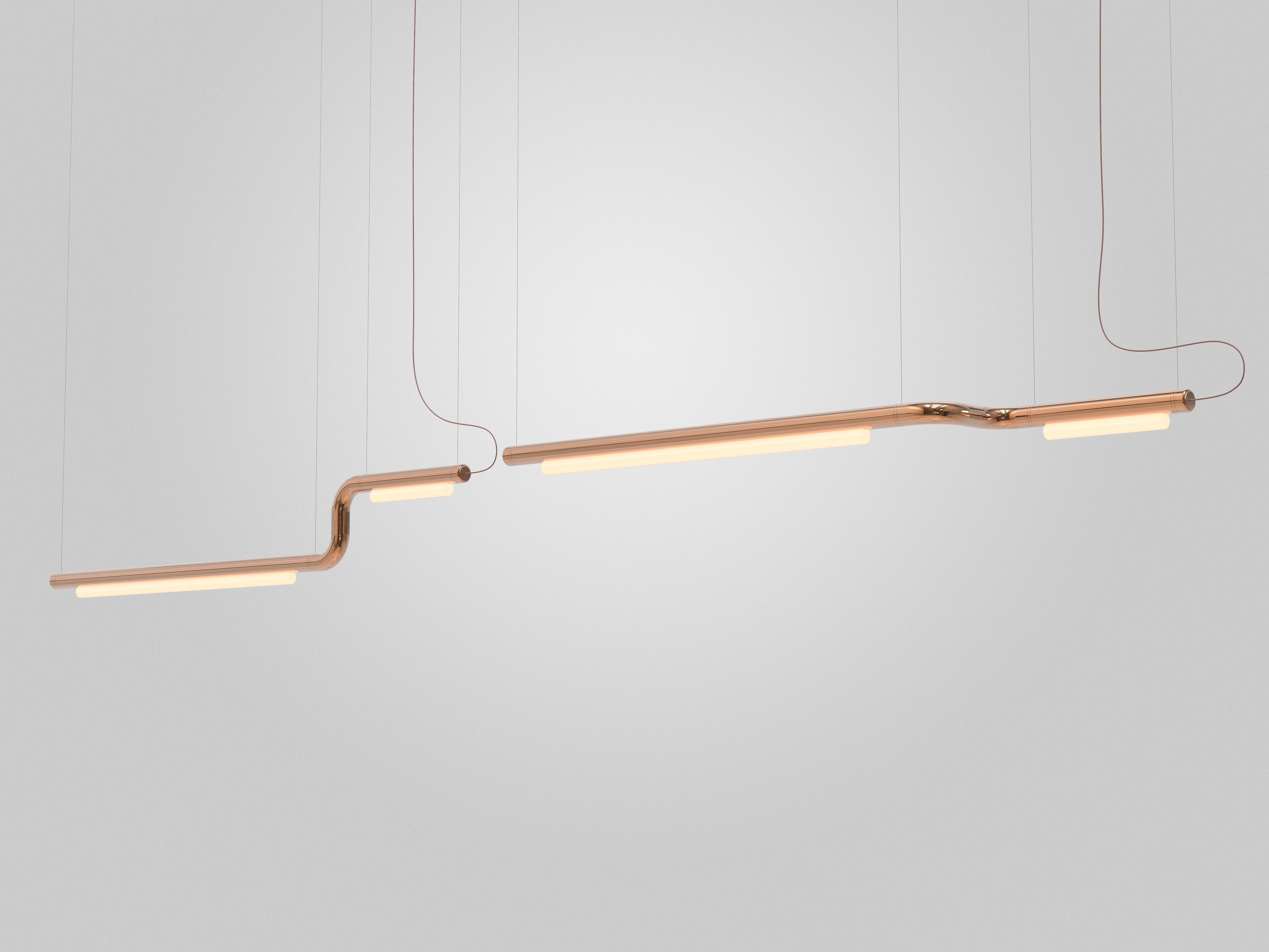 Lampadario / Lampada a sospensione Contemporary 'Pipeline CM2-P' Ottone di P & A in vendita 5