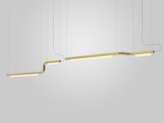 Contemporary Chandelier / Pendant Lamp 'Pipeline CM2-P' Brass by AND