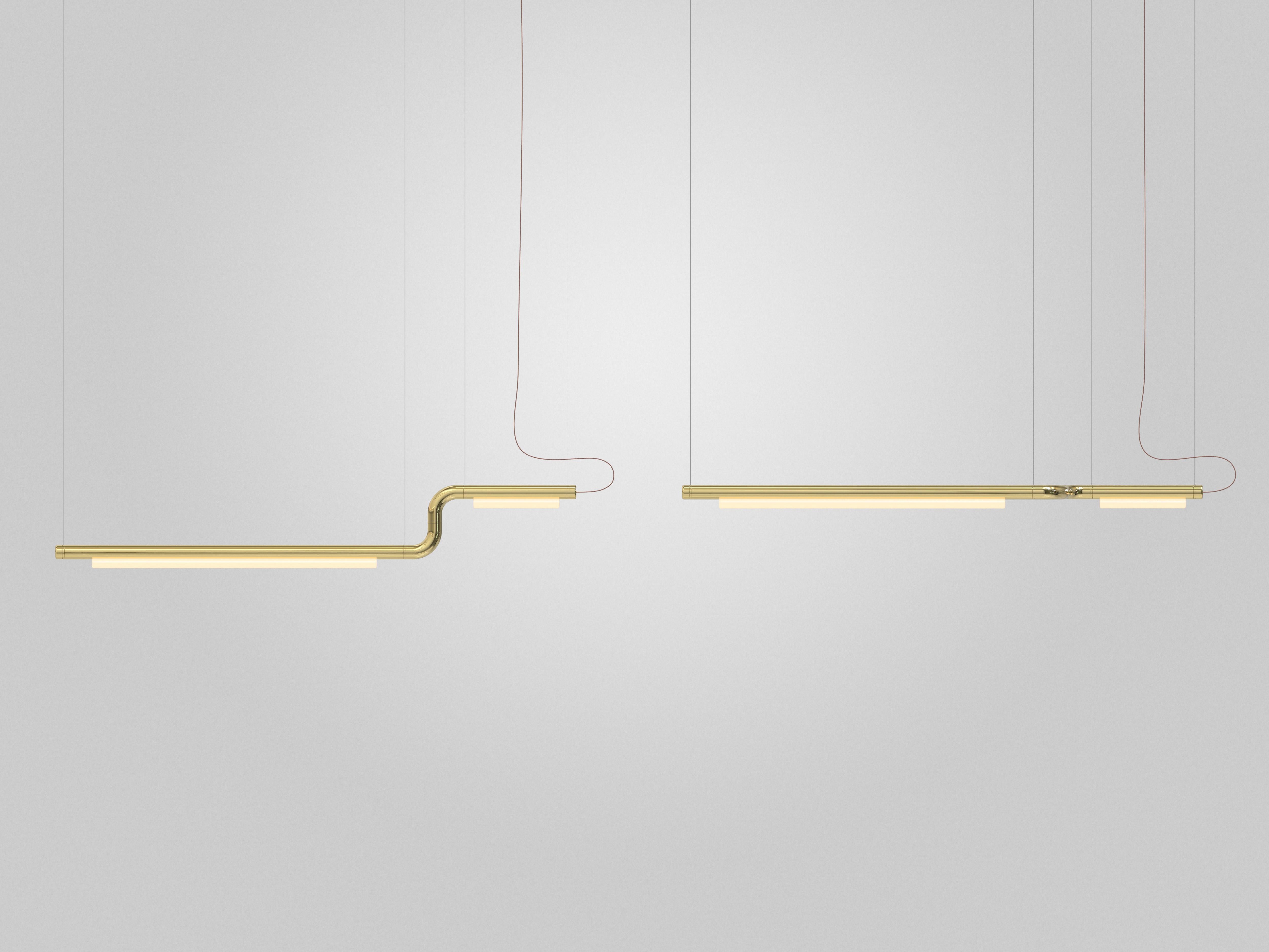 Organico moderno Lampadario / Lampada a sospensione Contemporary 'Pipeline CM2-P' Ottone di P & A in vendita