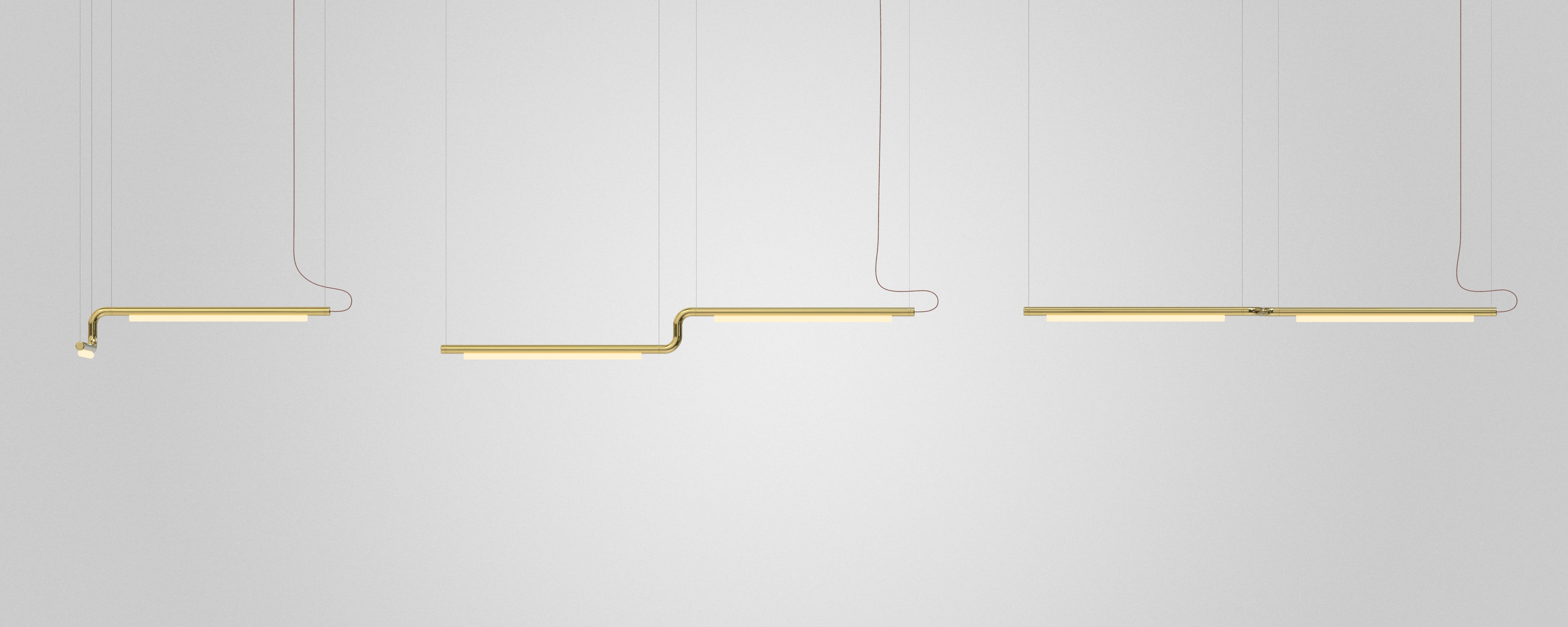 Organico moderno Lampadario contemporaneo / Lampada a sospensione 'Pipeline CM3-P' Ottone di P & A in vendita