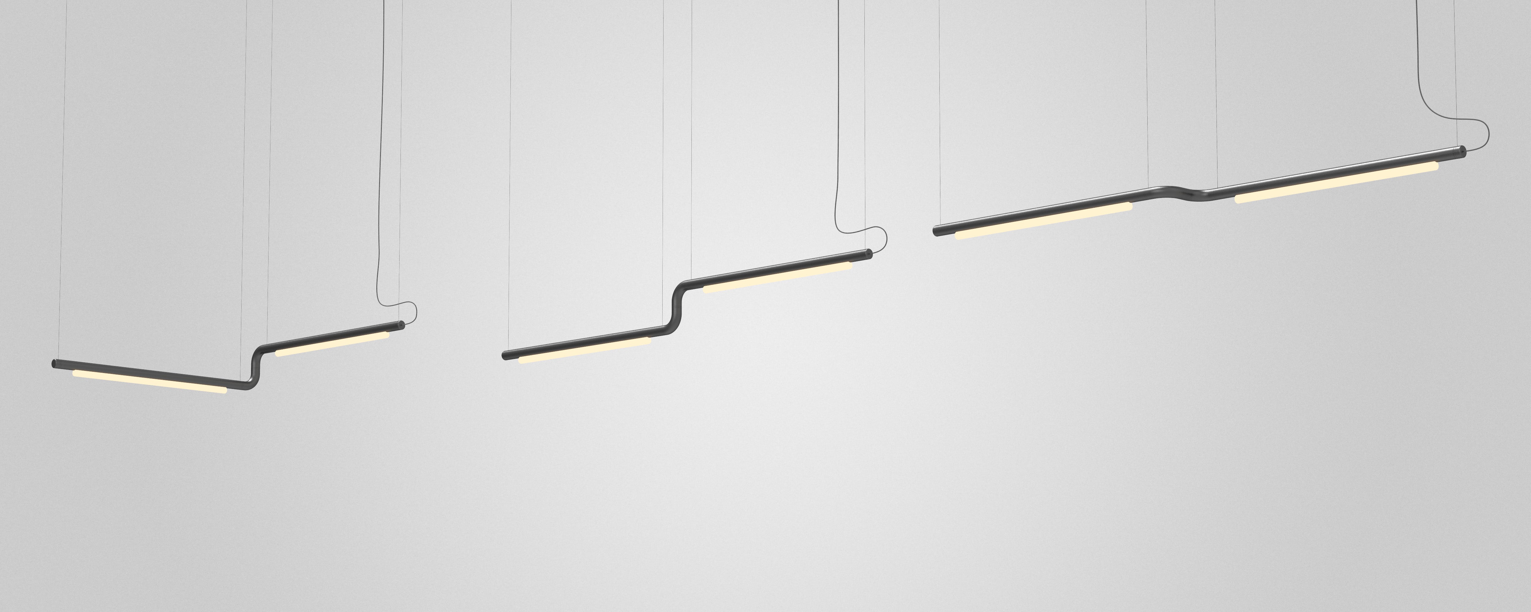 XXI secolo e contemporaneo Lampadario contemporaneo / Lampada a sospensione 'Pipeline CM3-P' Ottone di P & A in vendita
