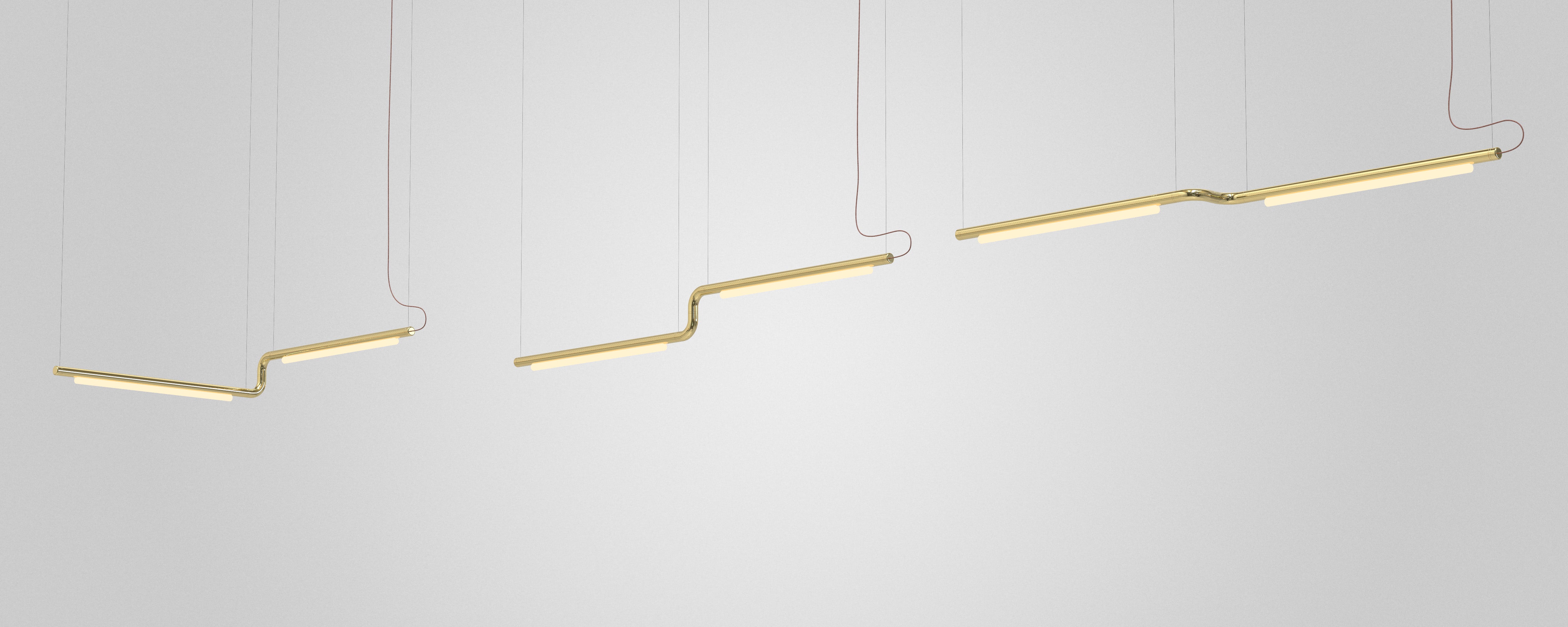 Zeitgenössischer Kronleuchter / Hängeleuchte 'Pipeline CM3-P' aus Kupfer von AND (Aluminium) im Angebot