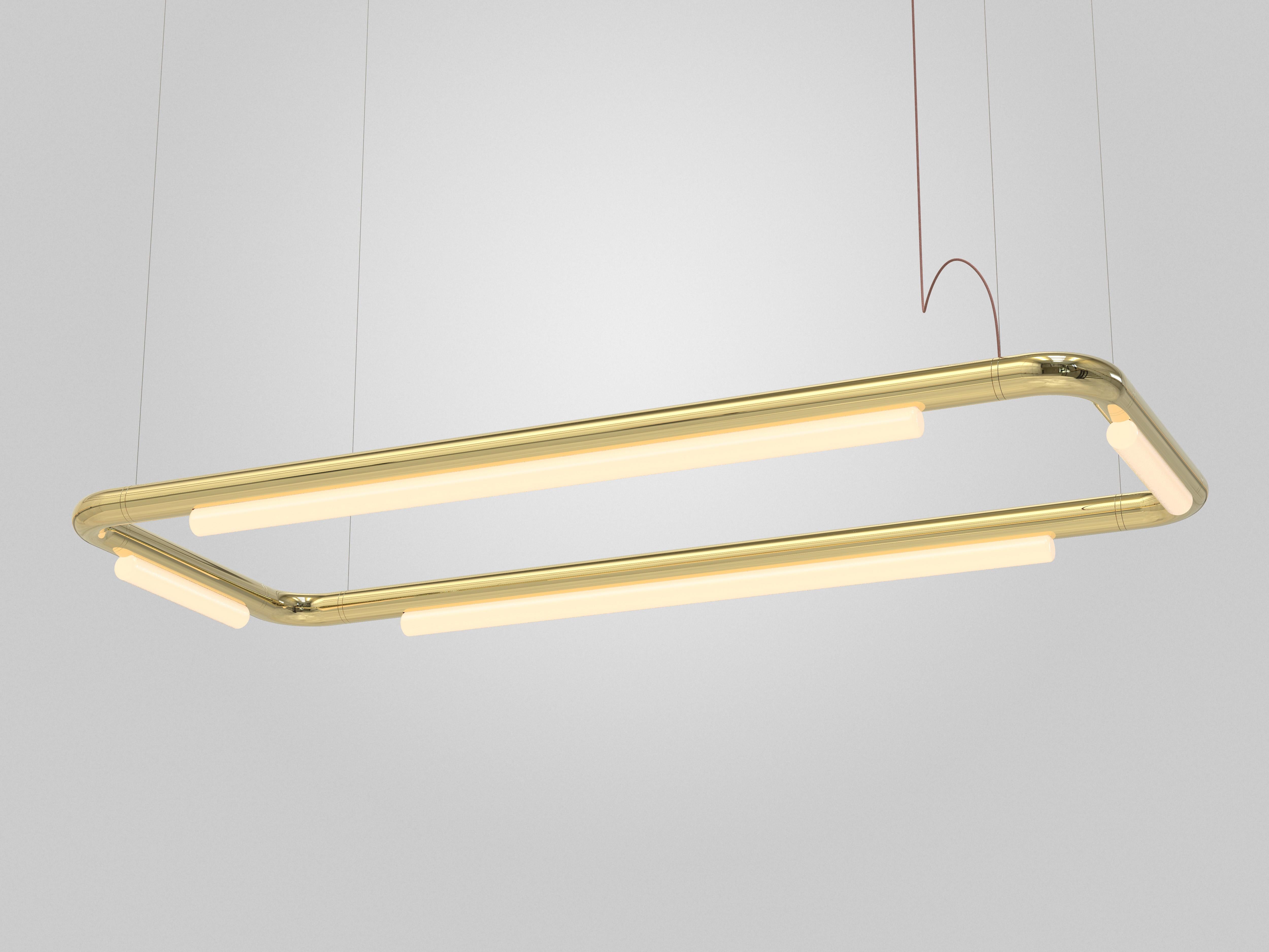 XXI secolo e contemporaneo Lampadario contemporaneo / Lampada a sospensione 'Pipeline CM4-P' Rame di AND in vendita