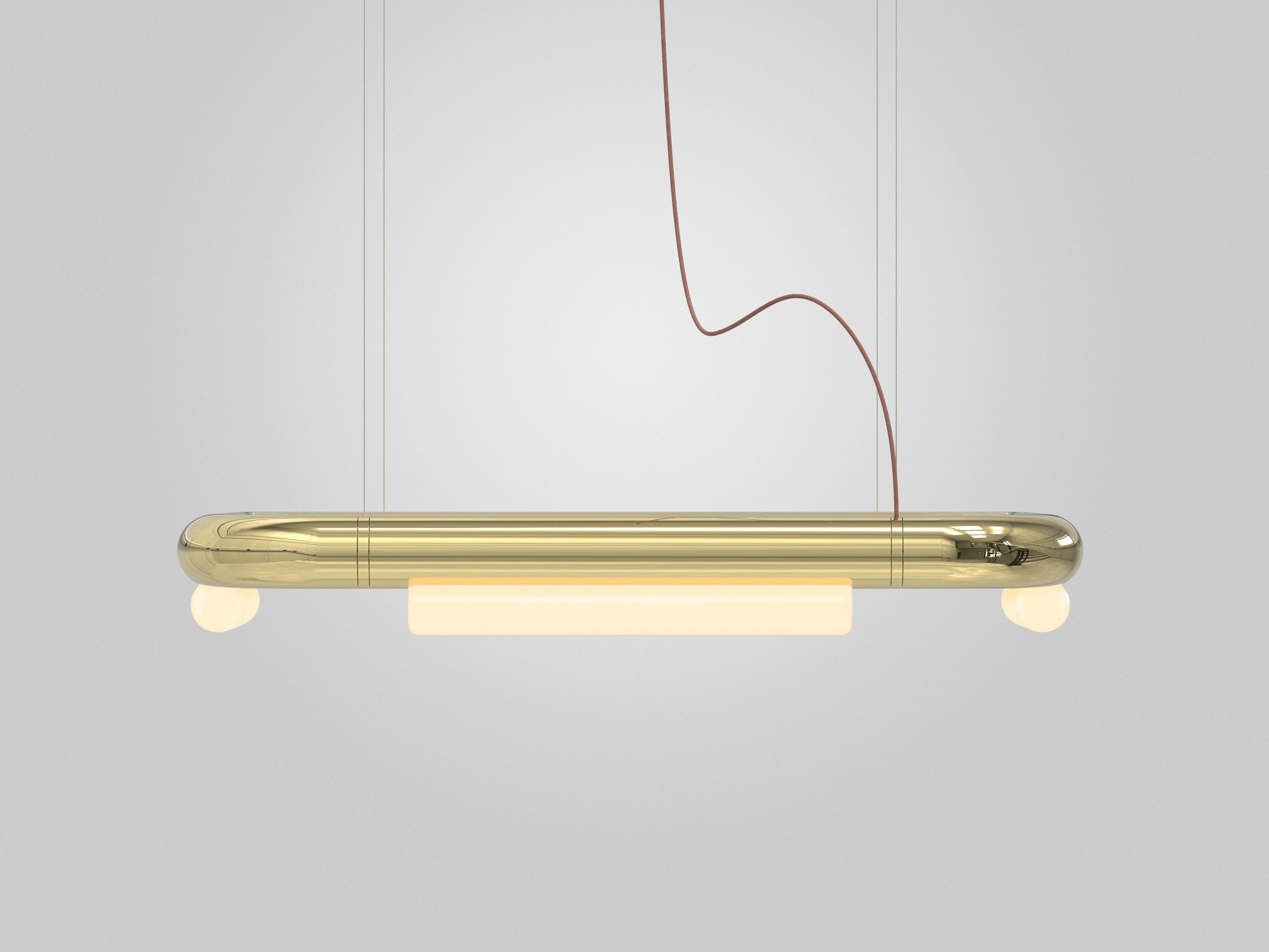 Organico moderno Lampadario contemporaneo / Lampada a sospensione 'Pipeline CM5-P' Ottone di P & A in vendita