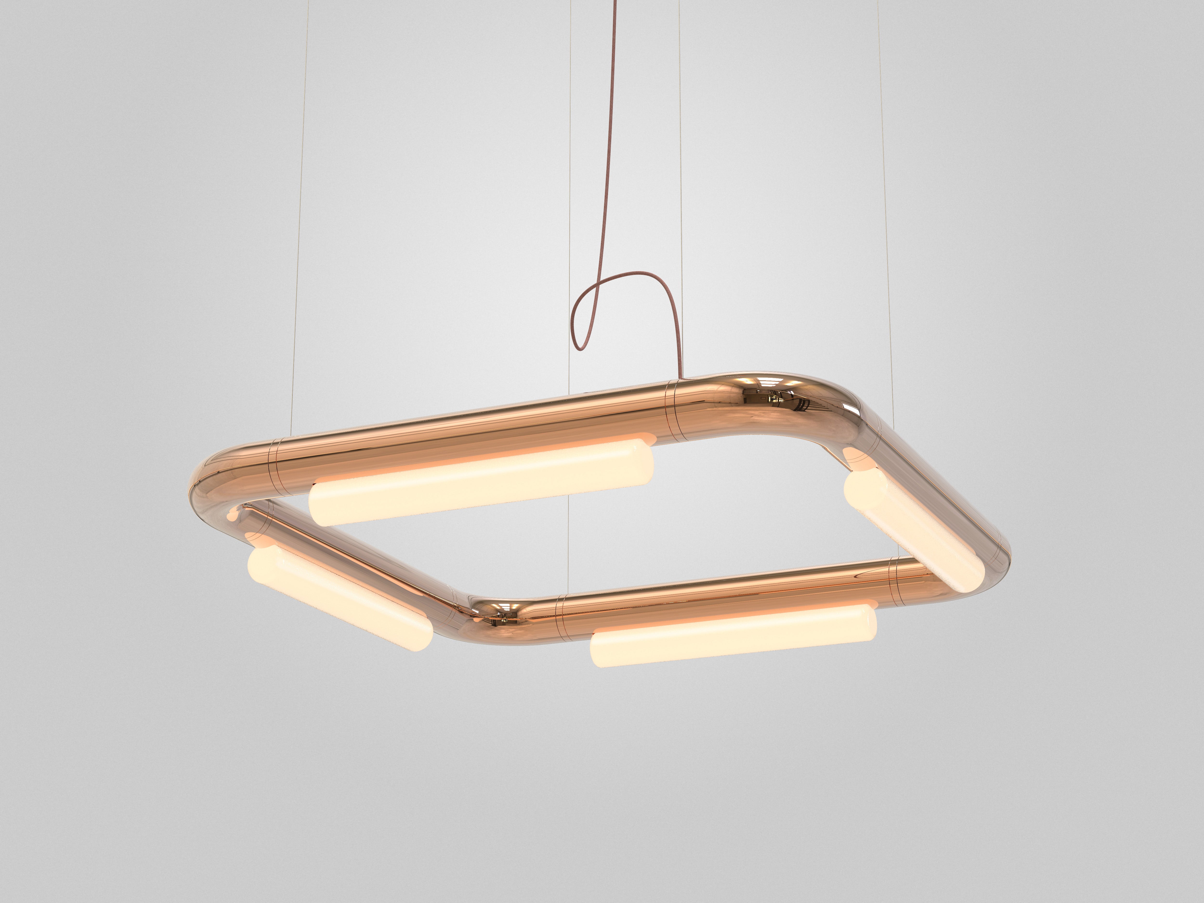 Lampadario contemporaneo / Lampada a sospensione 'Pipeline CM5-P' Ottone di P & A in vendita 1