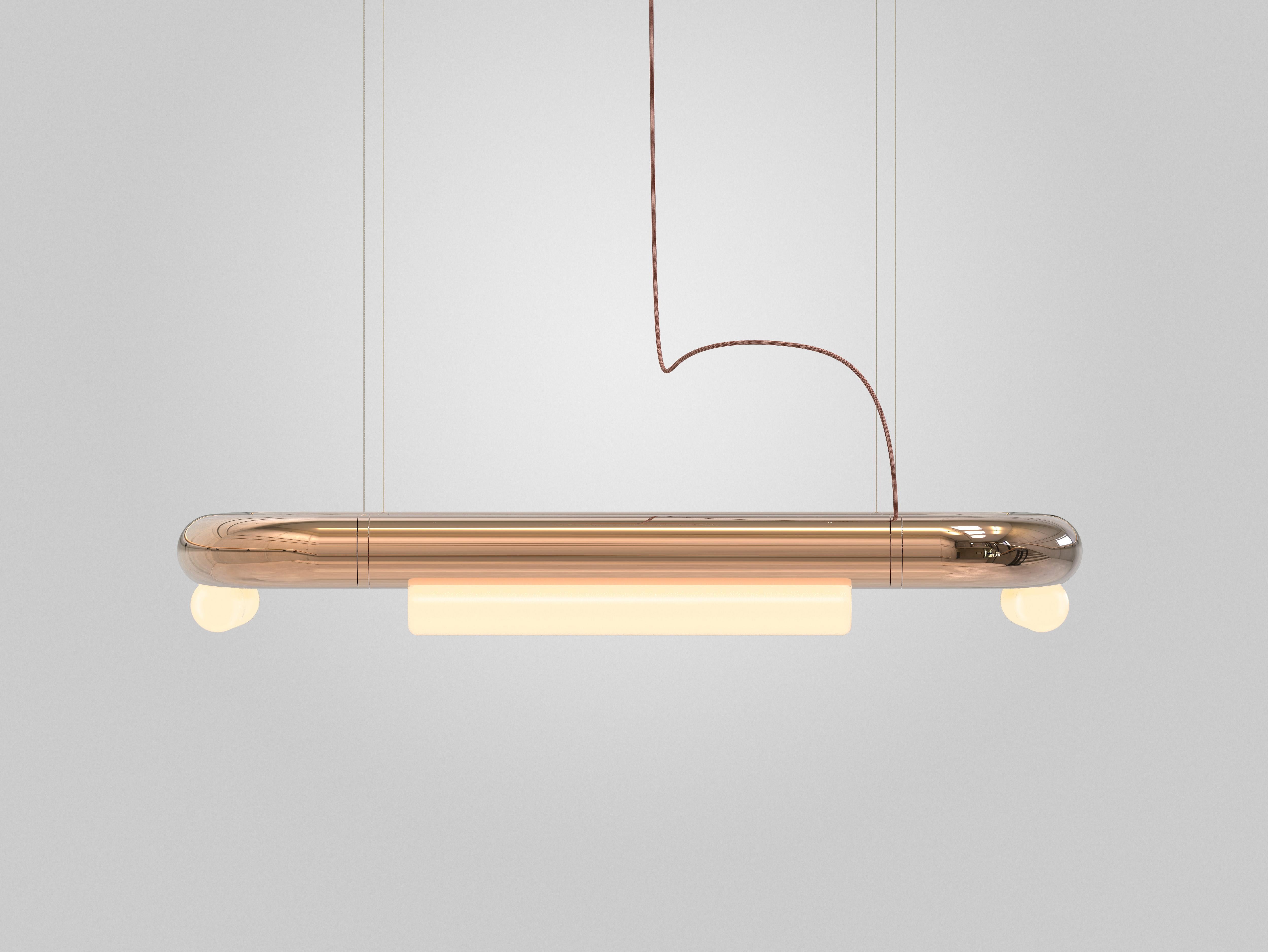 Organico moderno Lampadario contemporaneo / Lampada a sospensione 'Pipeline CM5-P' Rame di AND in vendita