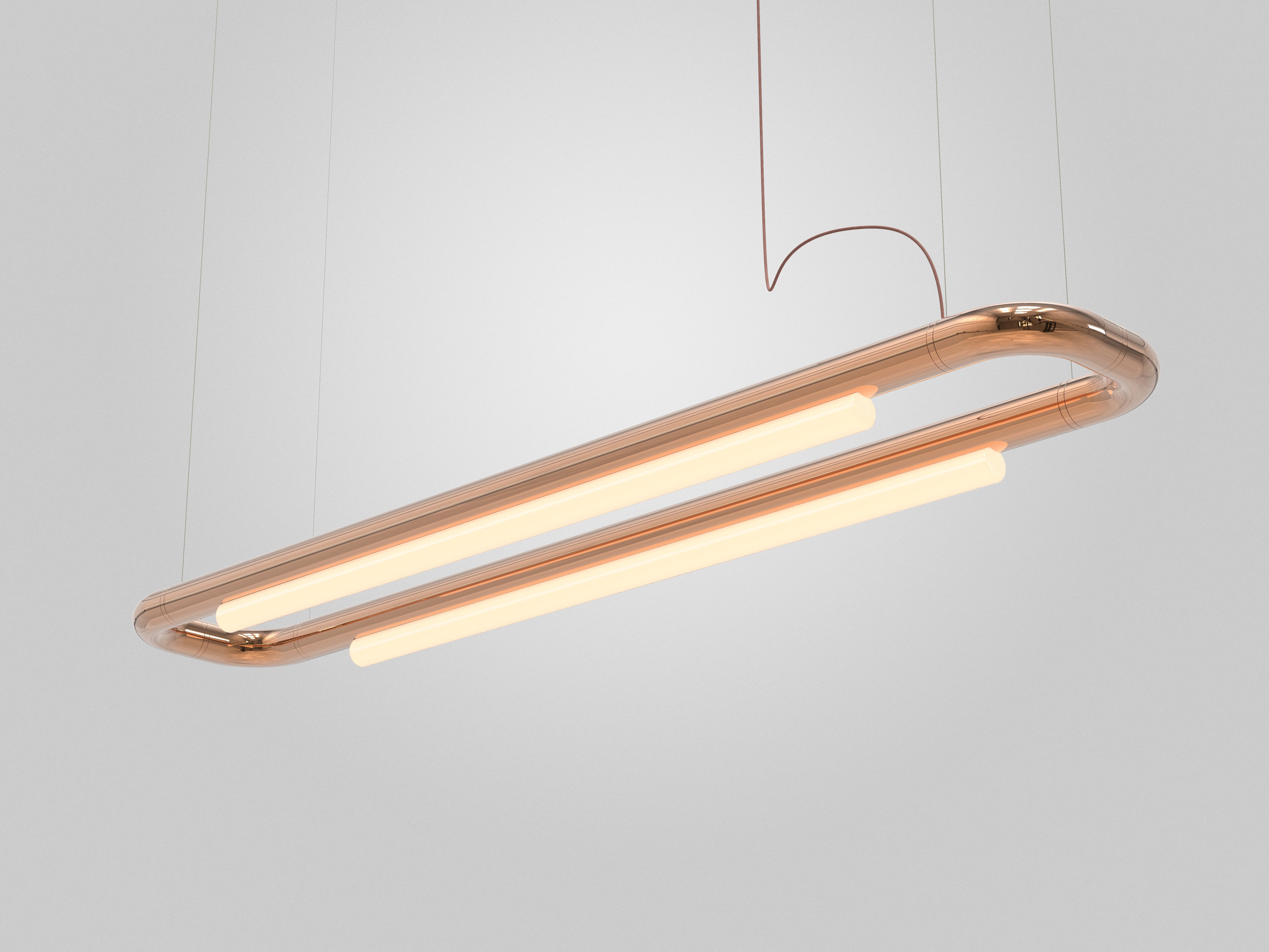 Lampadario contemporaneo / Lampada a sospensione 'Pipeline CM6-P' Ottone di P & A in vendita 3