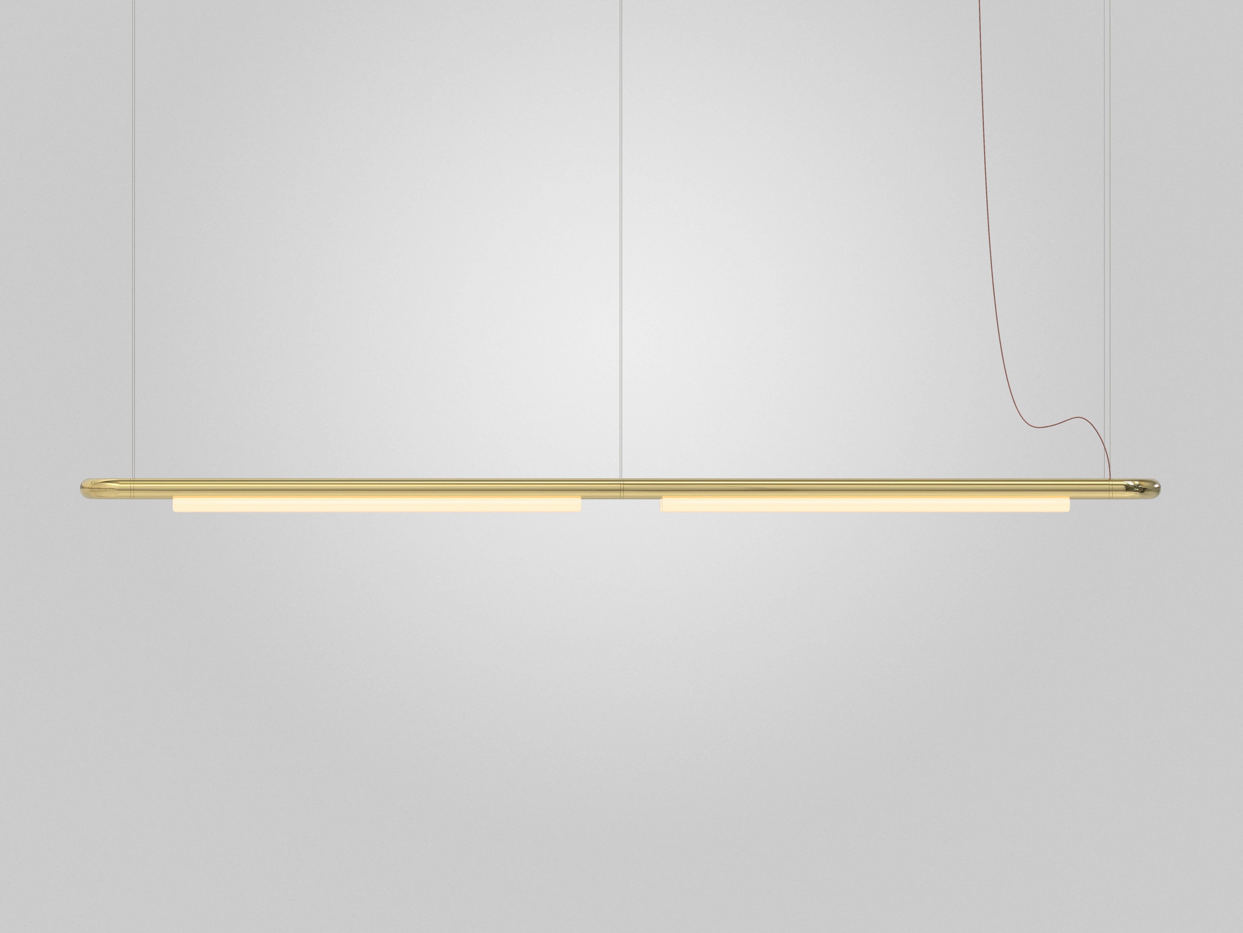 Organic Modern Contemporary Chandelier / Pendant Lamp 'Pipeline CM7-P' Brass by AND For Sale
