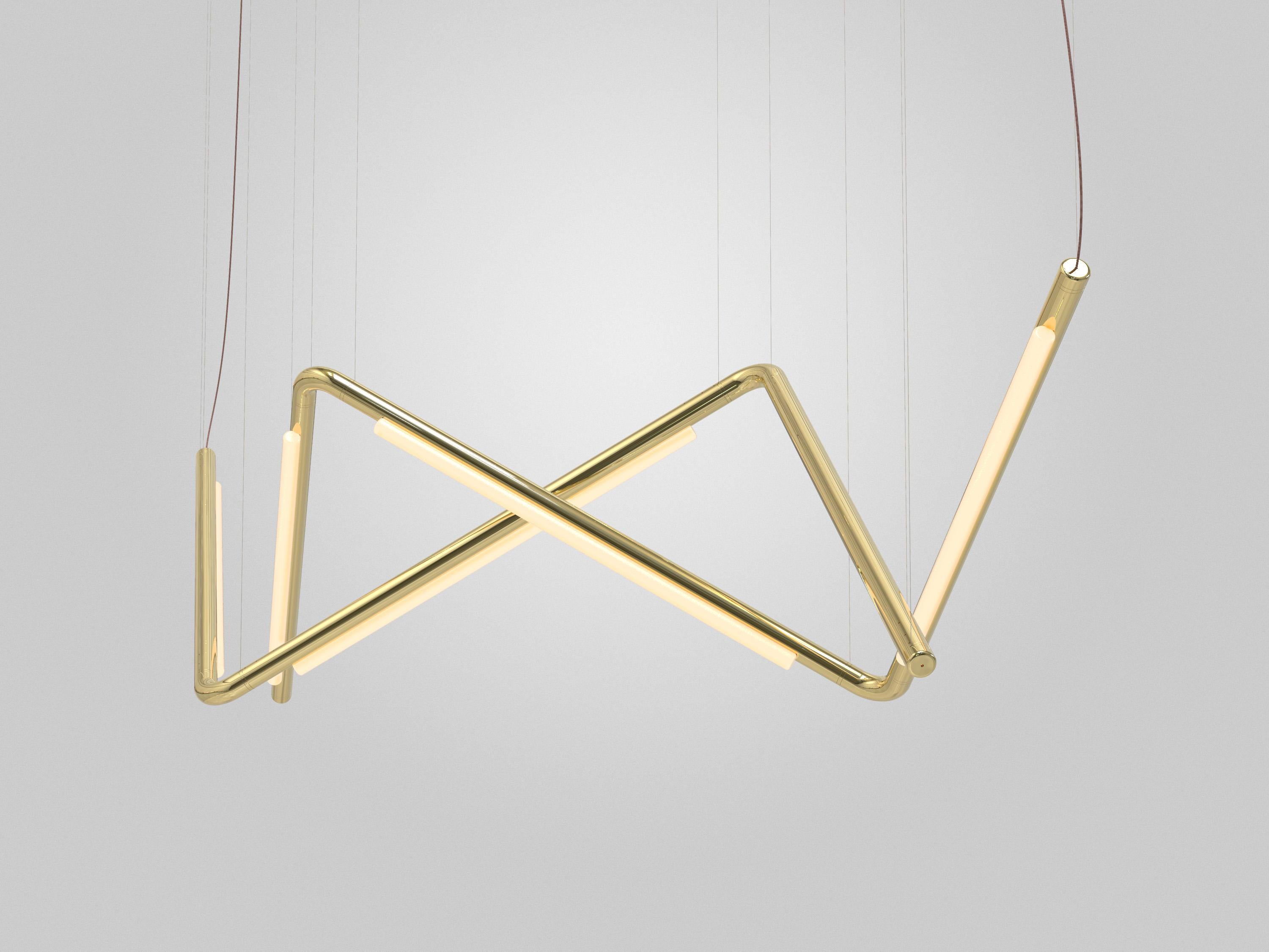 Organico moderno Lampadario / Lampada a sospensione Contemporary 'Pipeline CM9-P' Ottone di P & A in vendita