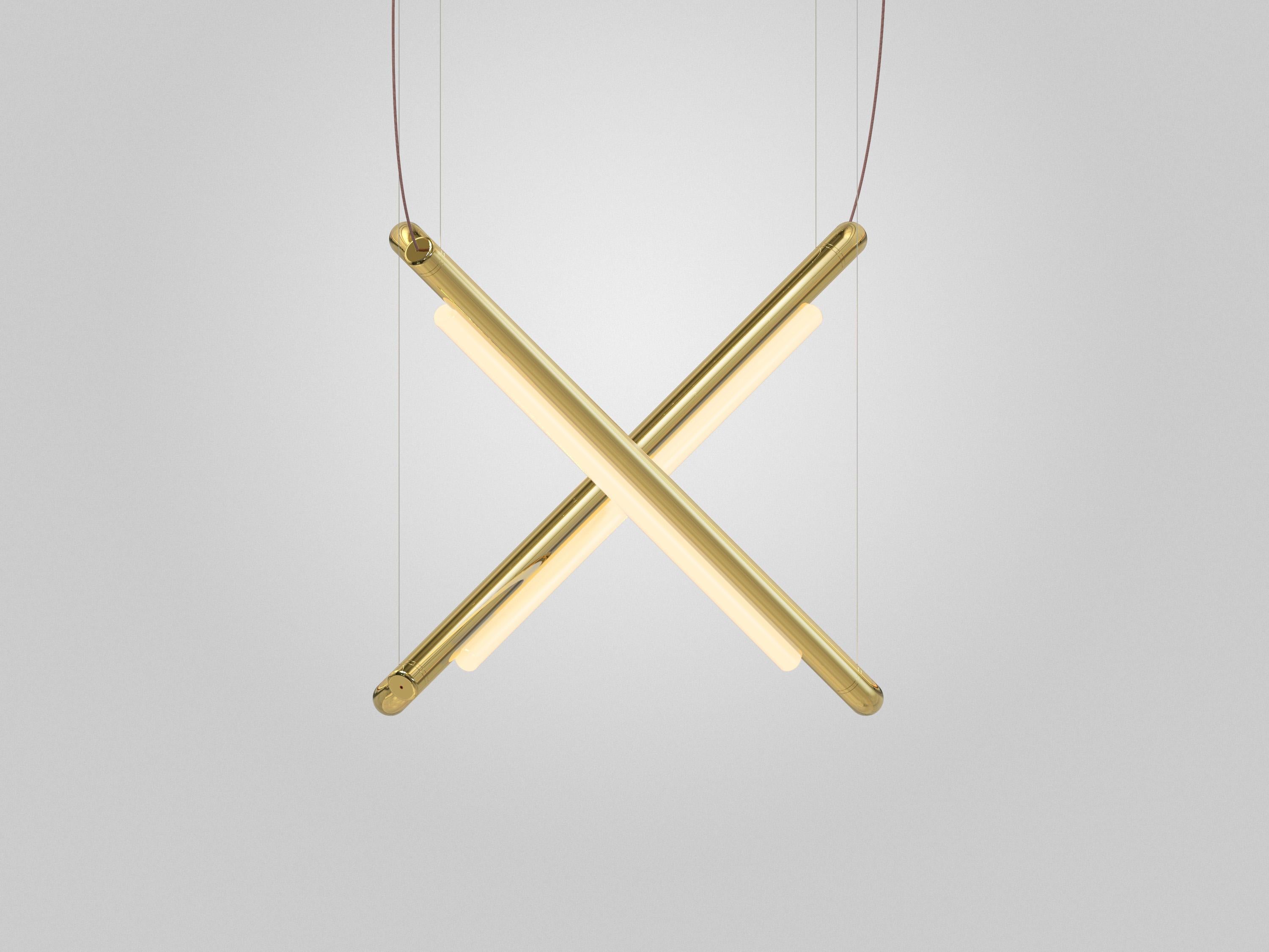 Canadese Lampadario / Lampada a sospensione Contemporary 'Pipeline CM9-P' Ottone di P & A in vendita
