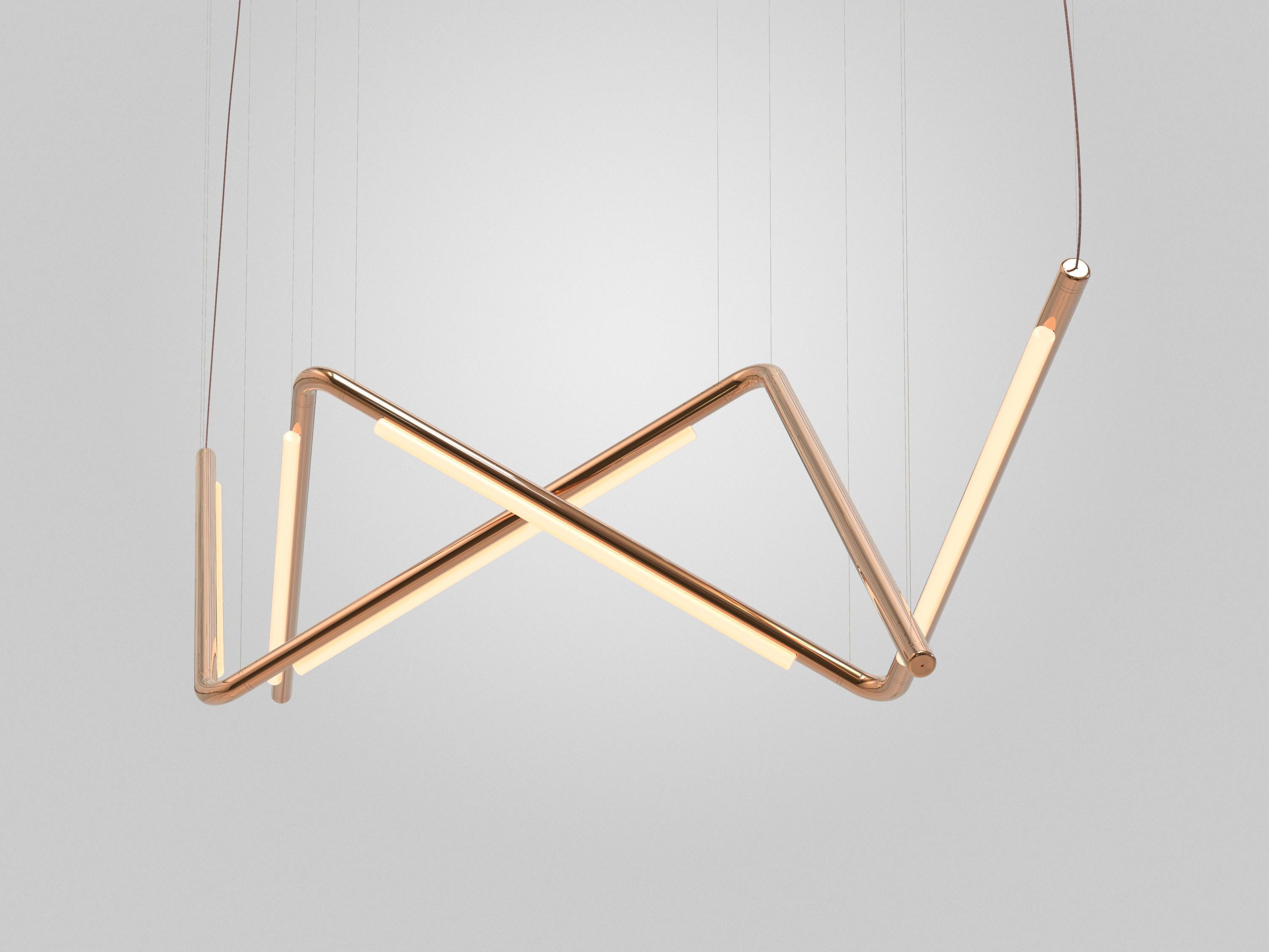 Organico moderno Lampadario contemporaneo / Lampada a sospensione 'Pipeline CM9-P' Rame di P & A in vendita