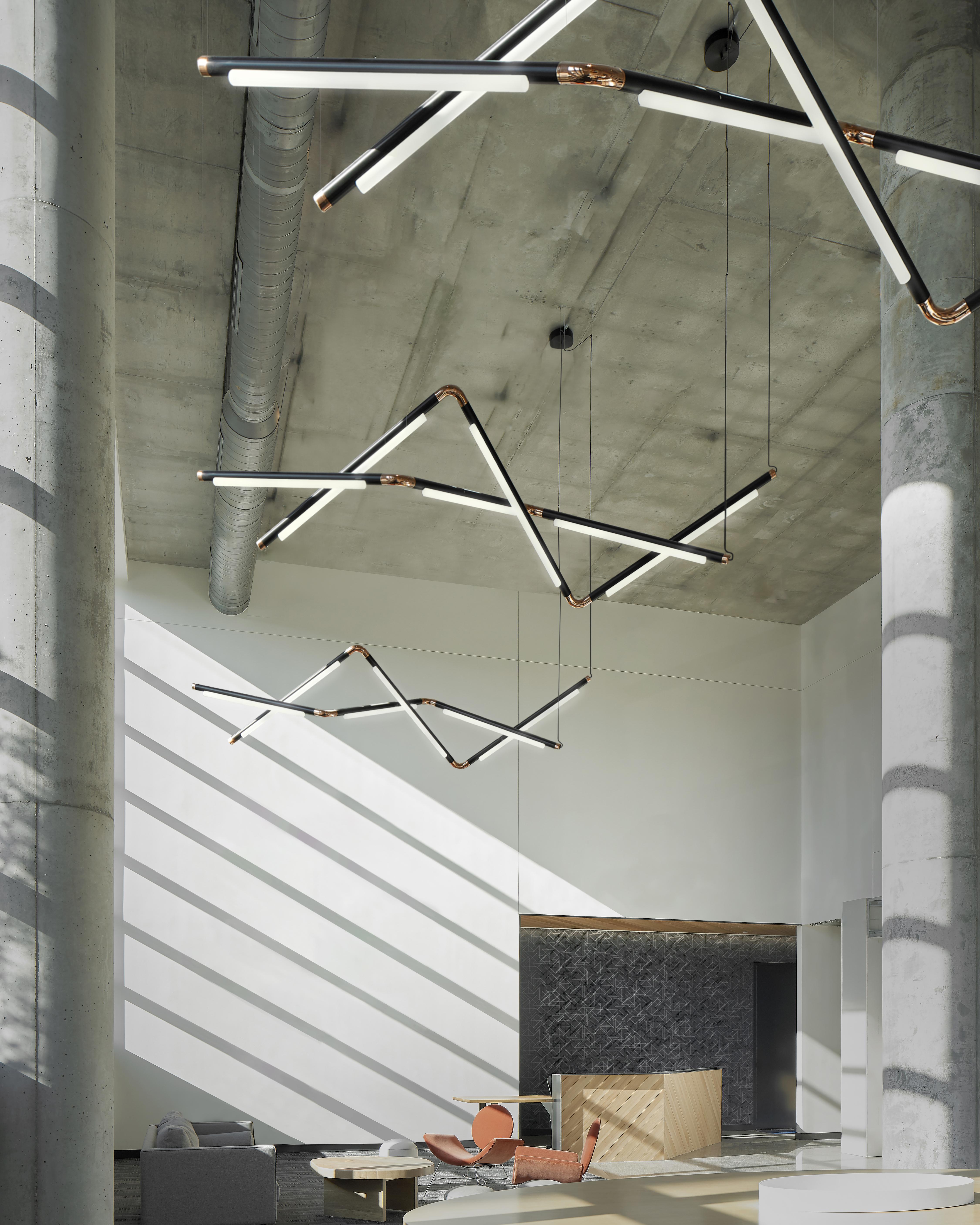 Lampadario contemporaneo / Lampada a sospensione 'Pipeline CM9-P' Rame di P & A in vendita 1