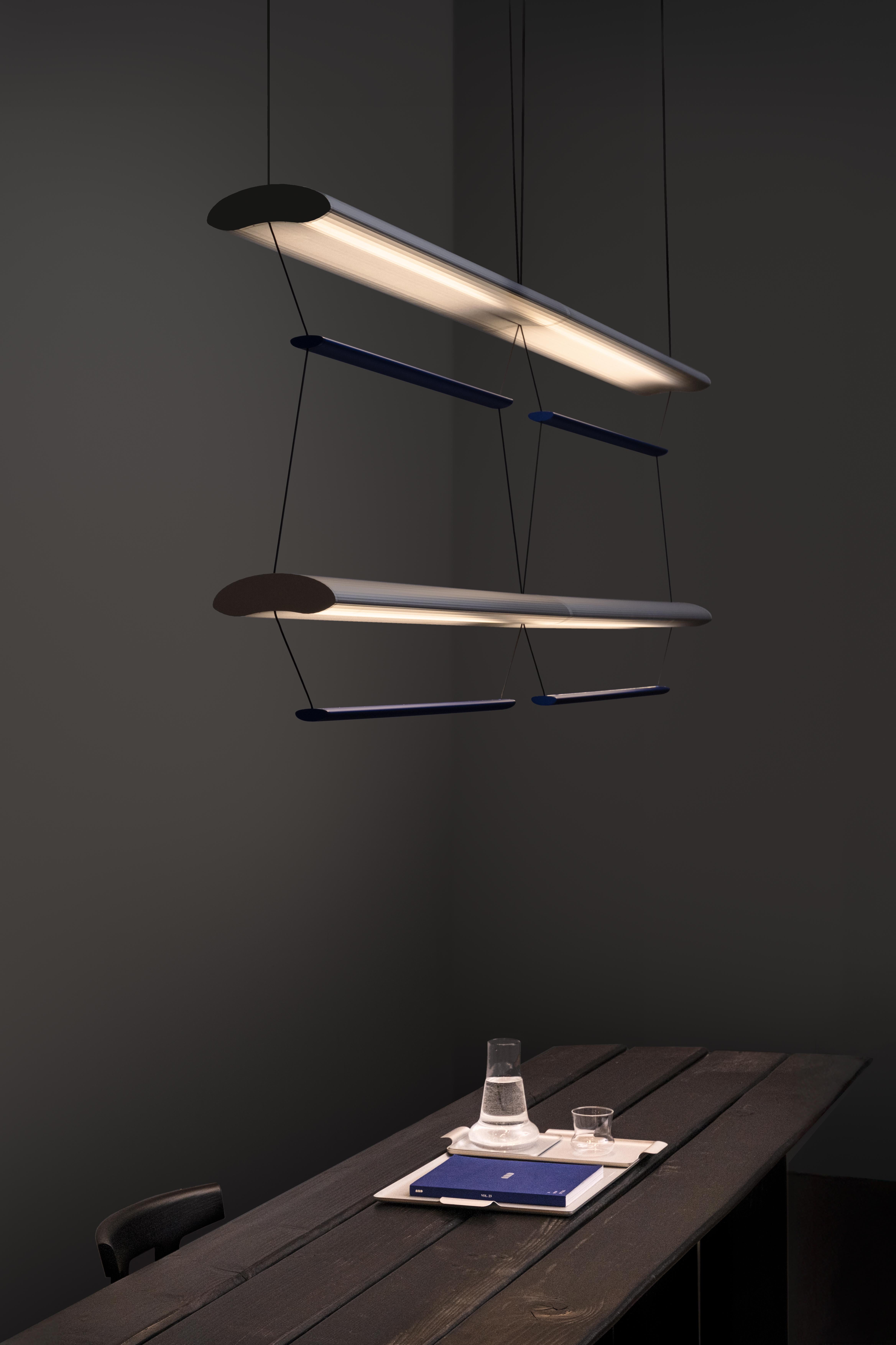 Contemporary Chandelier / Pendant Lamp 'Tier 1', 100, Silver and Sapphire by AND in vendita 3