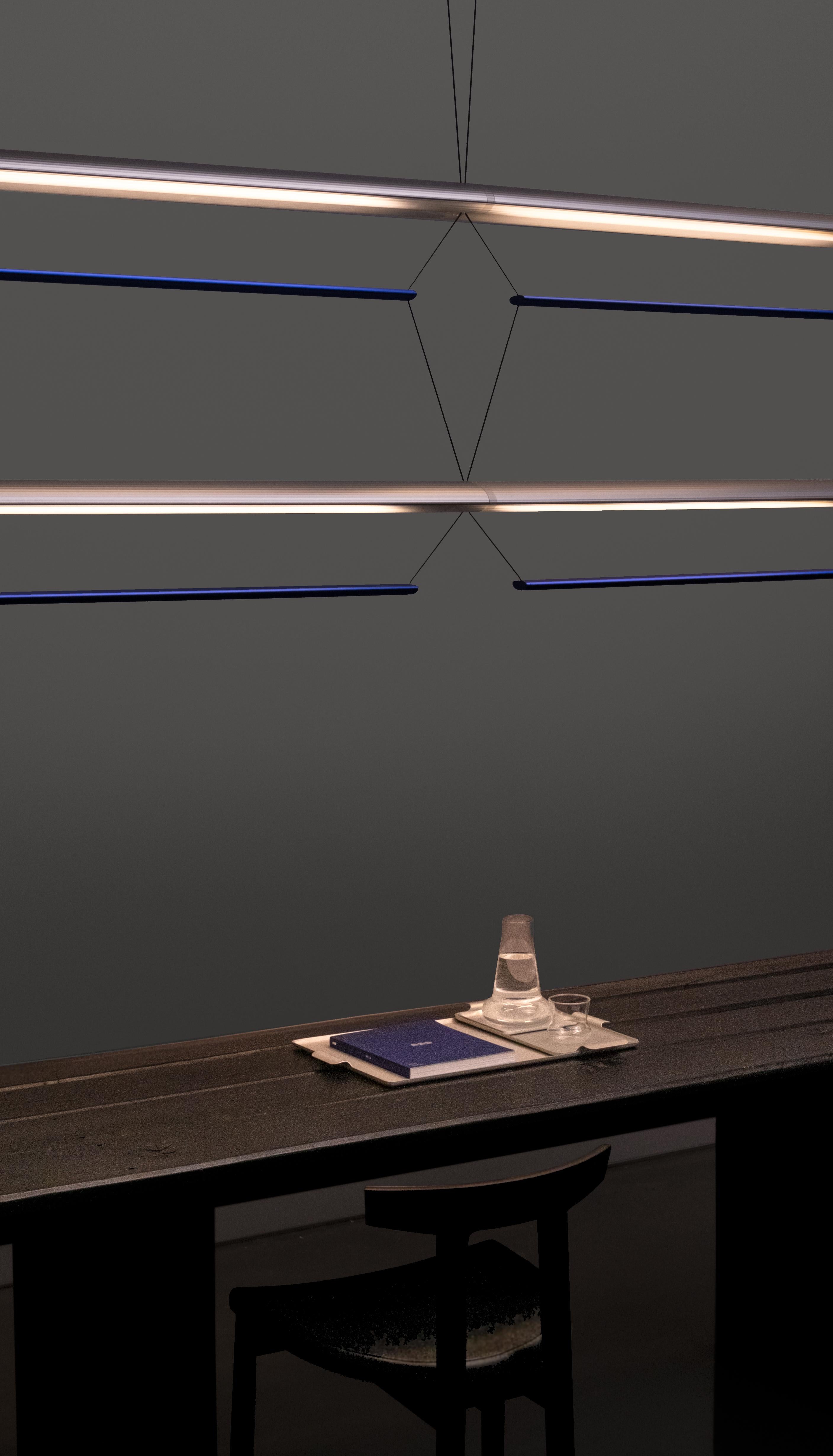 Contemporary Chandelier / Pendant Lamp 'Tier 1', 100, Silver and Sapphire by AND In condizioni Nuovo in vendita a Paris, IDF