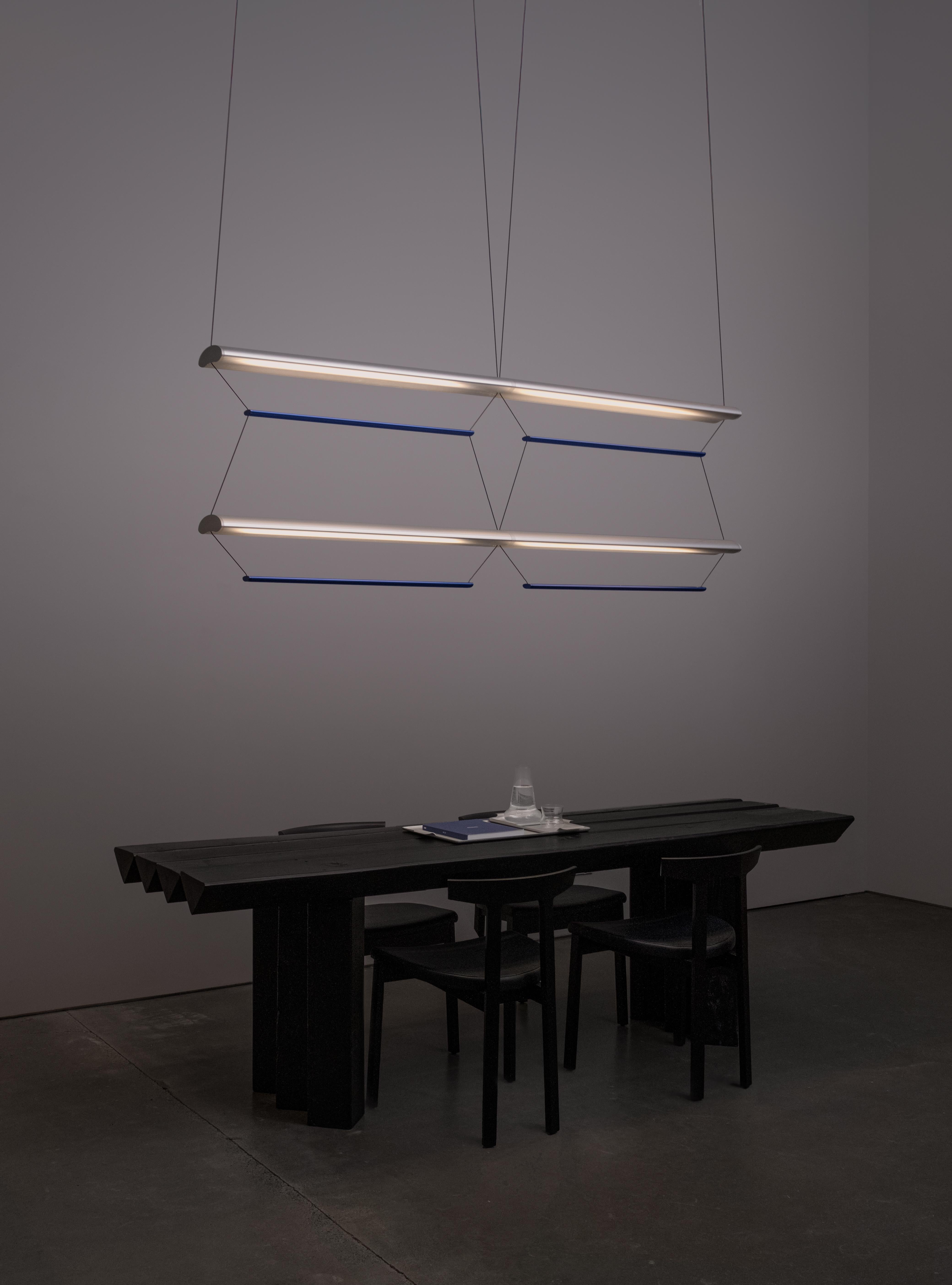XXI secolo e contemporaneo Contemporary Chandelier / Pendant Lamp 'Tier 1', 100, Silver and Sapphire by AND in vendita