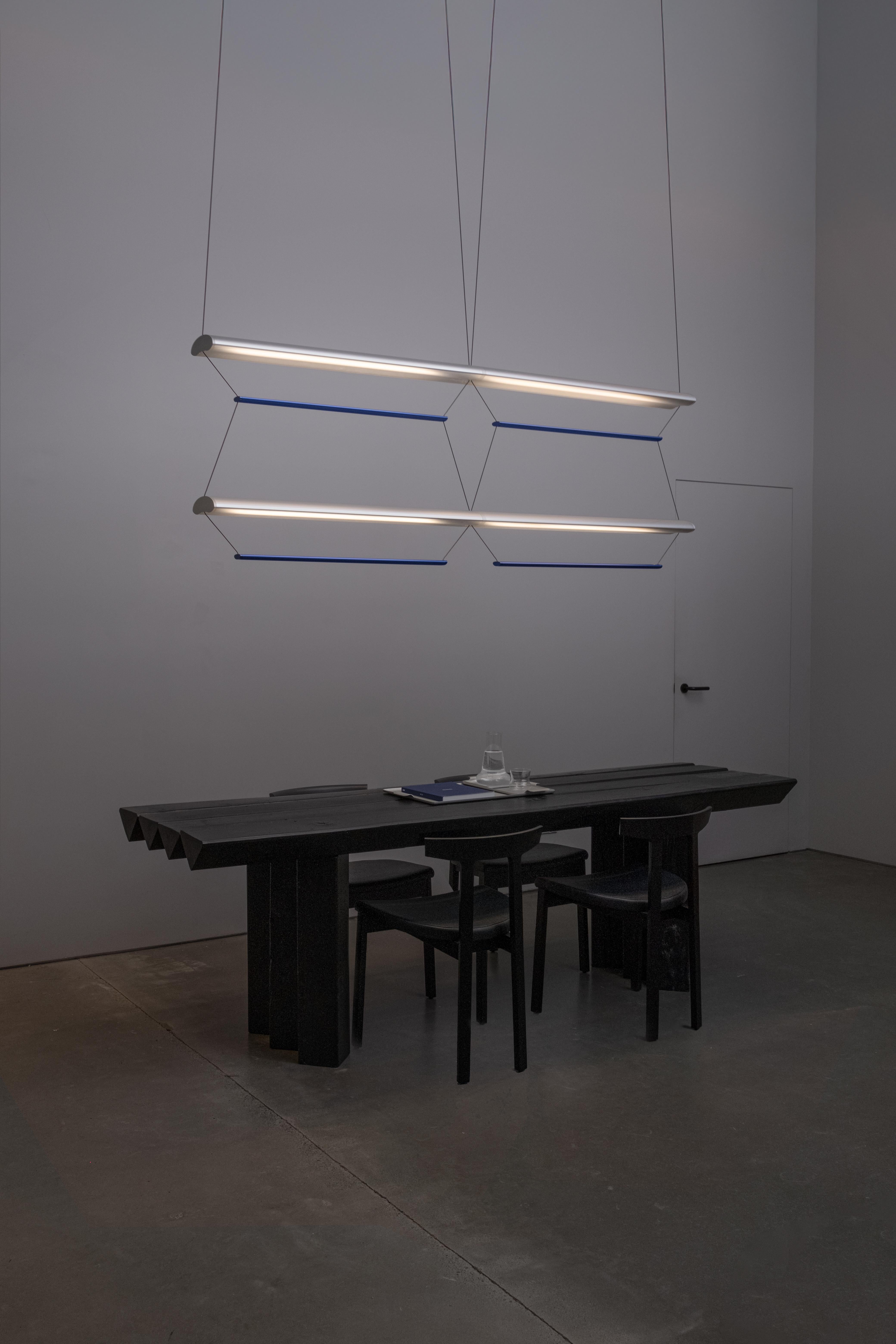 Alluminio Contemporary Chandelier / Pendant Lamp 'Tier 1', 100, Silver and Sapphire by AND in vendita