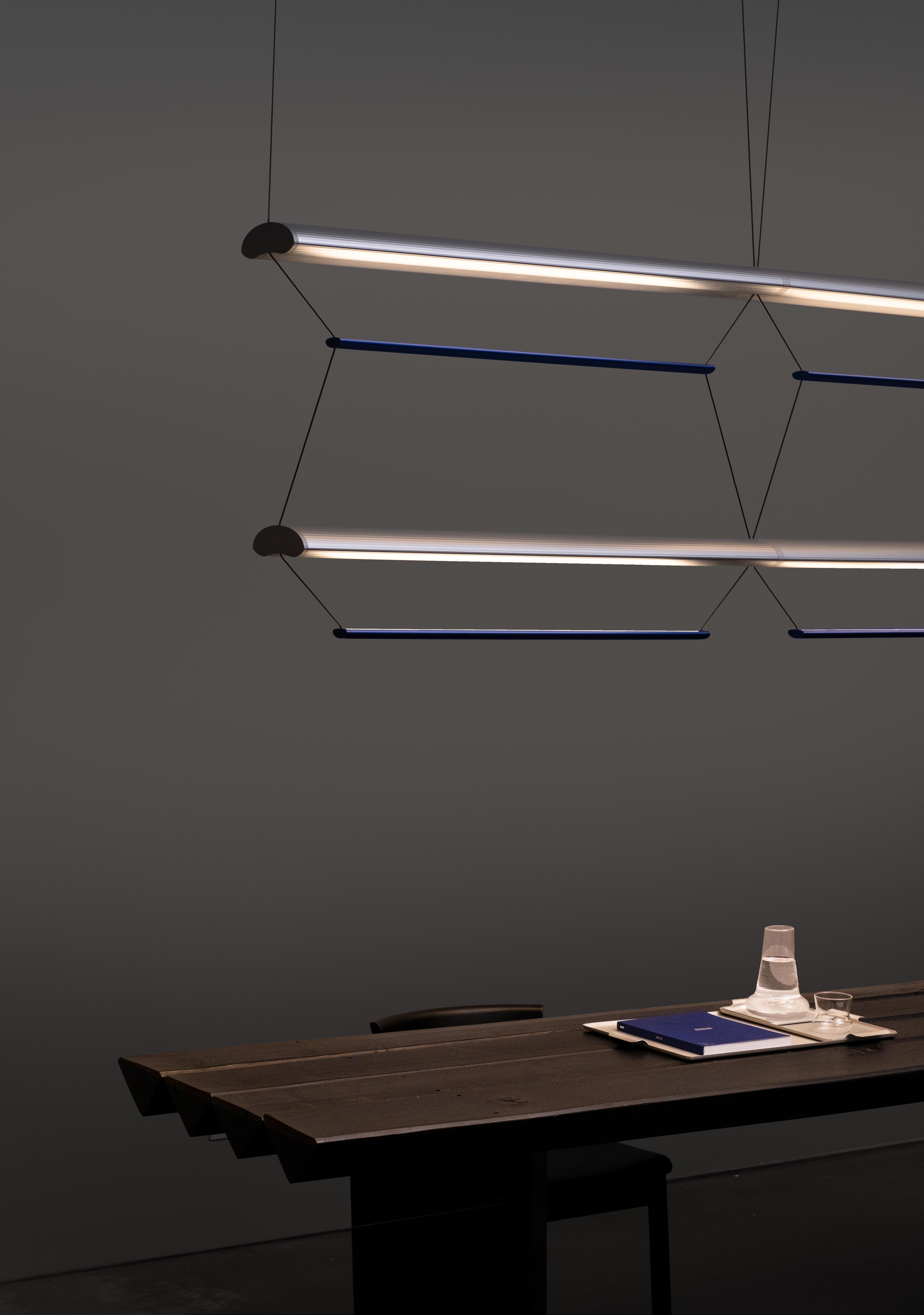 Contemporary Chandelier / Pendant Lamp 'Tier 1', 100, Silver and Sapphire by AND in vendita 1