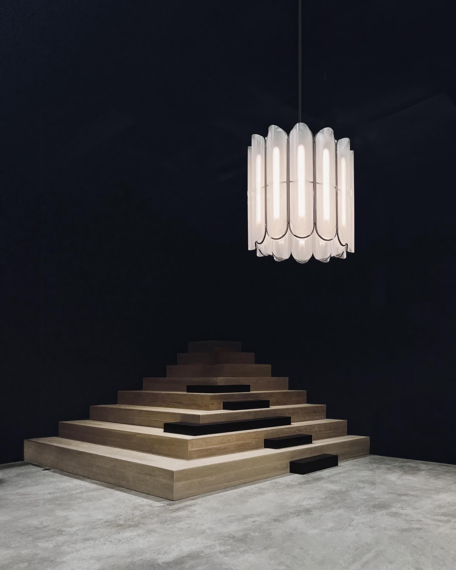 Aluminium Lustre / Suspension Contemporary 'Vale 12-P', Silica by AND en vente