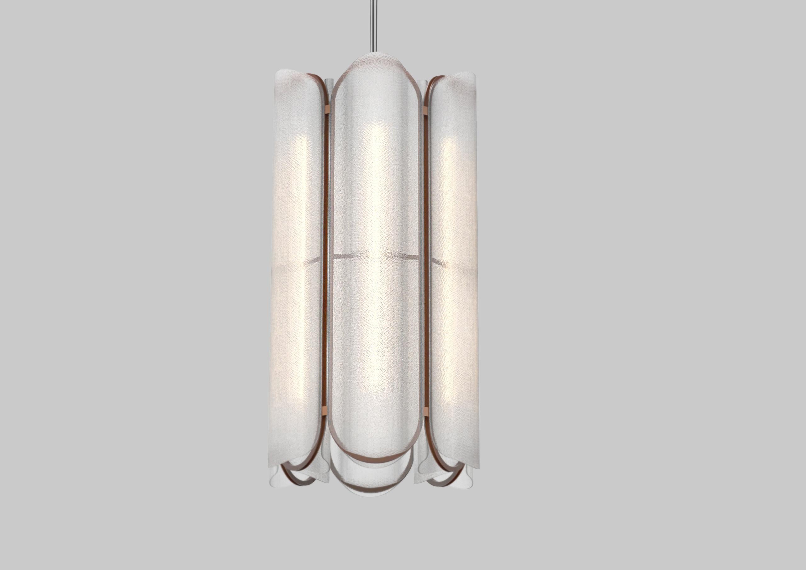 'Vale' Pendant Chandelier 6 - P
Design: Caine Heintzman, Editor: AND Light

Materials
– Aluminum body
– Cast acrylic

Dimensions
102 x Ø 57cm / 40” x Ø 22.5”

Electrical
– Voltage: 110–120V, 220–240V, 110–277V
– Lamping: Integral 20W 24V DC LED CRI