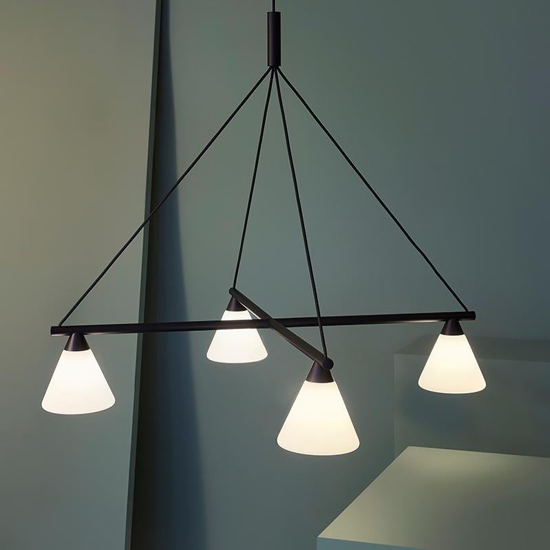 Probe chandelier by AGO Lighting x BIg-Game
Aluminum, Opal glass

UL Listed
G9 x 4 (Bulb not included) Max. 80 W (20 W x 4 ea)
Dimensions: H. 63.6 x 85.5 cm

AGO is a Korean design studio specialized in lighting. AGO is based in the area of