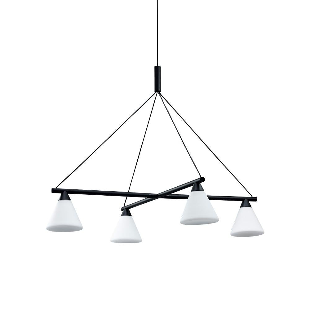 Opaline Glass Contemporary Chandelier 'Probe' by AGO For Sale