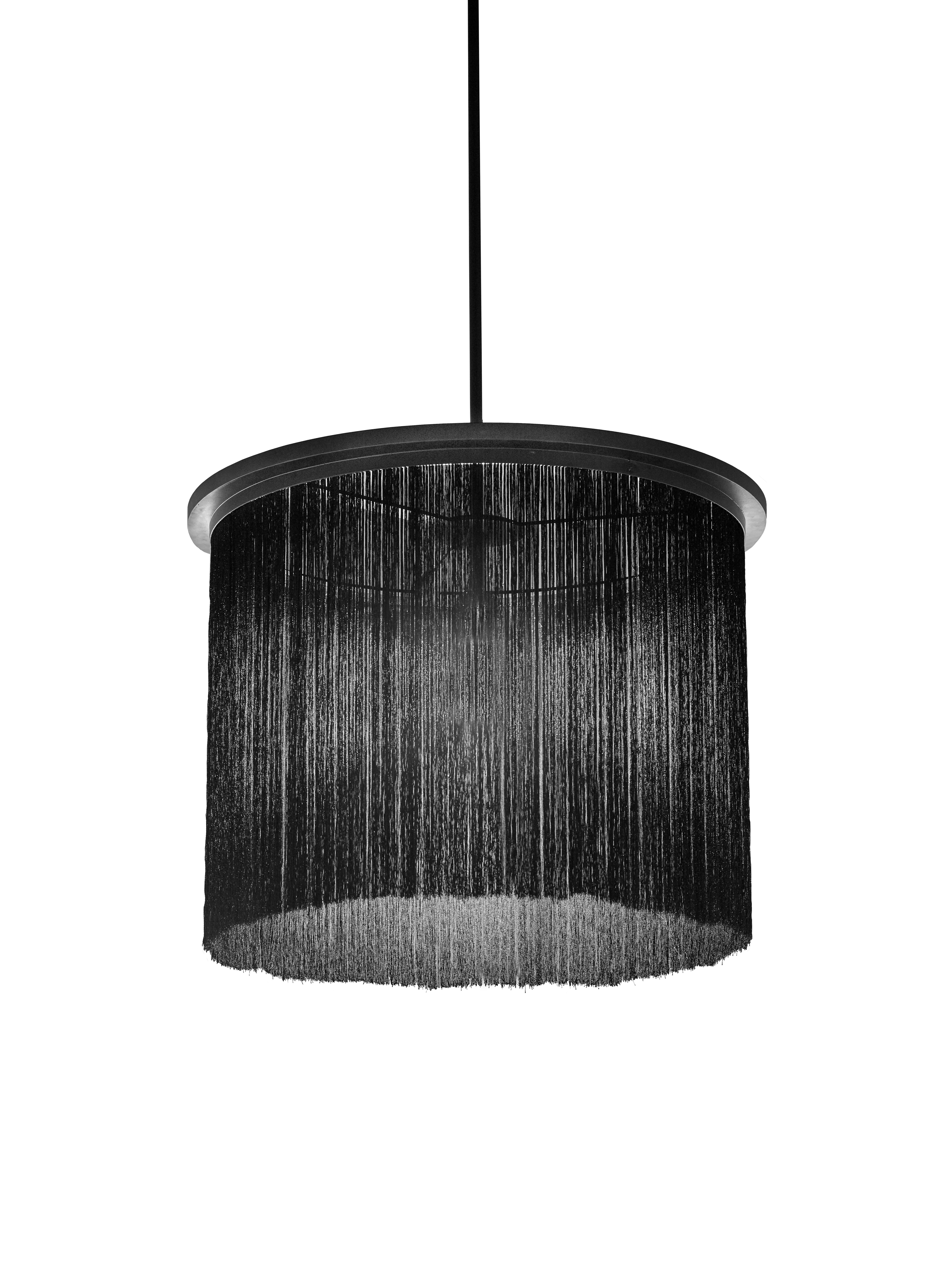 Chandelier / Pendant Lamp 'Wong' by Ann Demeulemeester for SERAX
Color: Black
Material: steel and viscose 
Cable length: 3m
Compliant bulb: E27 max 5W

The 'Wong' pendant light, designed by Ann Demeulemeester, is a stunning interplay of texture,