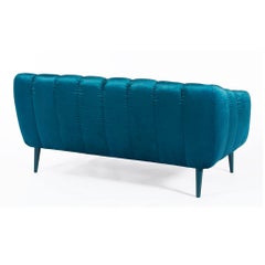 Contemporary Channel-Tufted Sofa Offered in Velvet