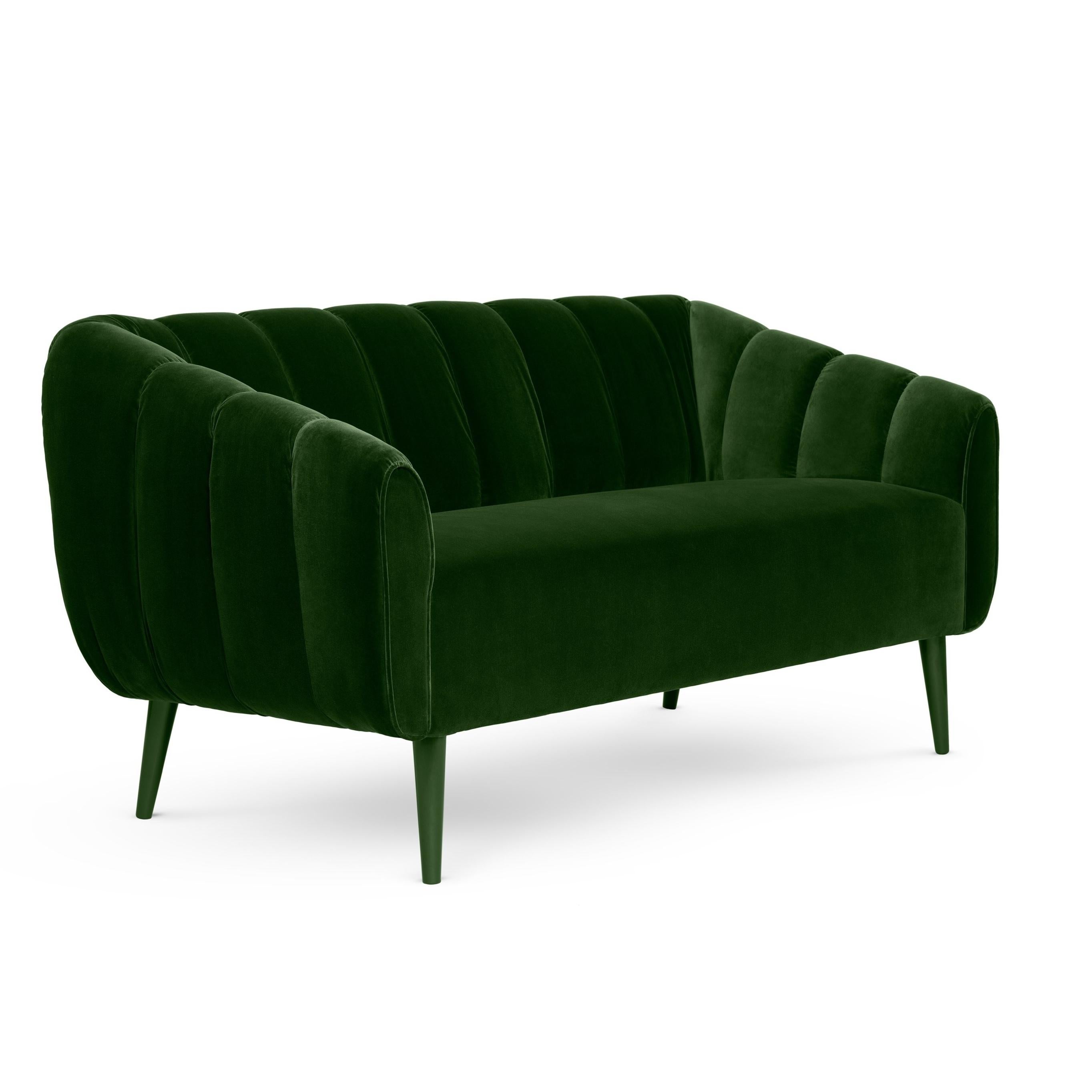 Zeitgenössisches Sofa mit Kanal-Tufting, angeboten in Samt (Moderne) im Angebot