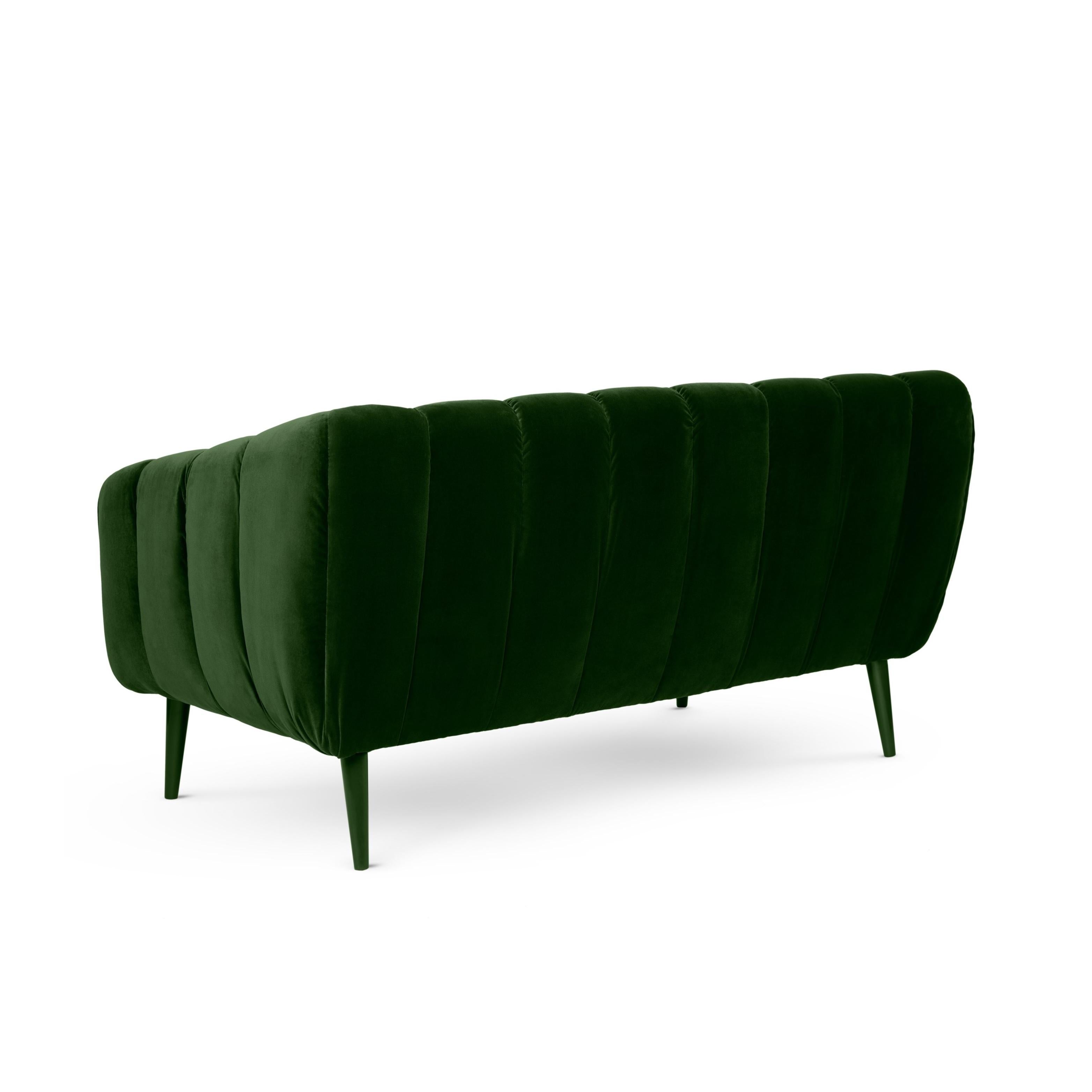 Portuguese Contemporary Channel-Tufted Sofa Offered in Velvet For Sale