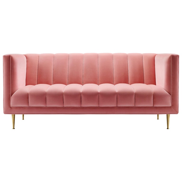 Fleure Sofa In Pink Cotton Velvet